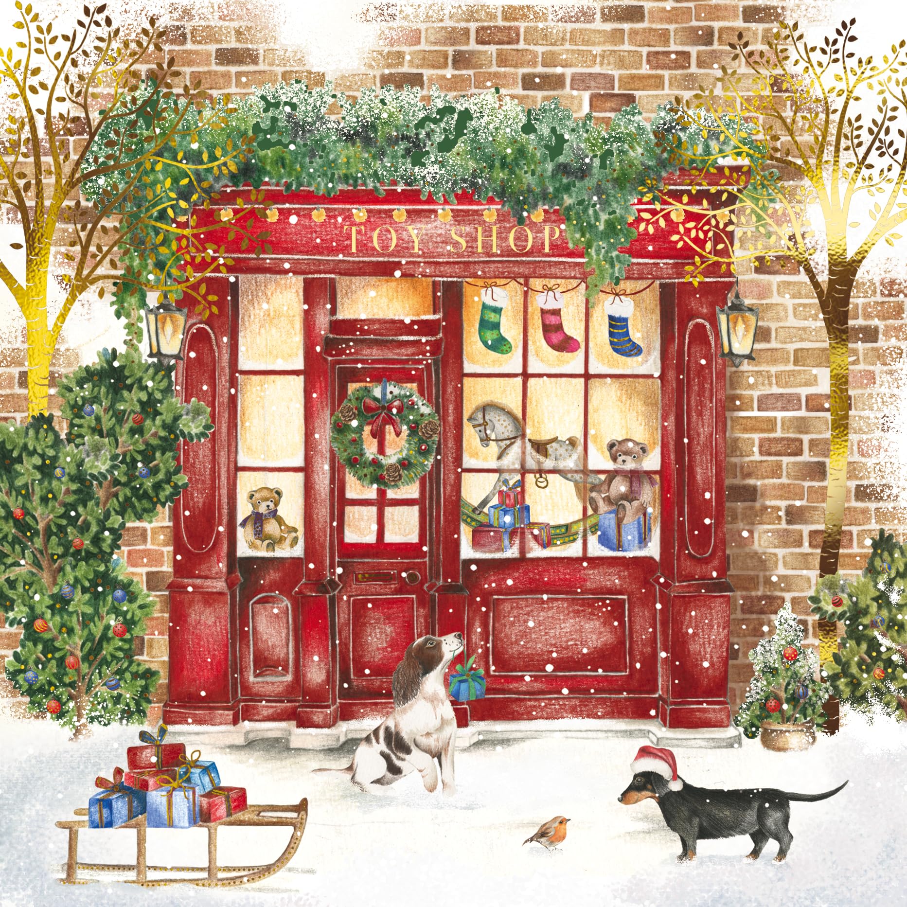 Box of 12 Paper House Puppy Dog Xmas Post Christmas Cards in 3 Designs DELP0022, red and green - Image 3