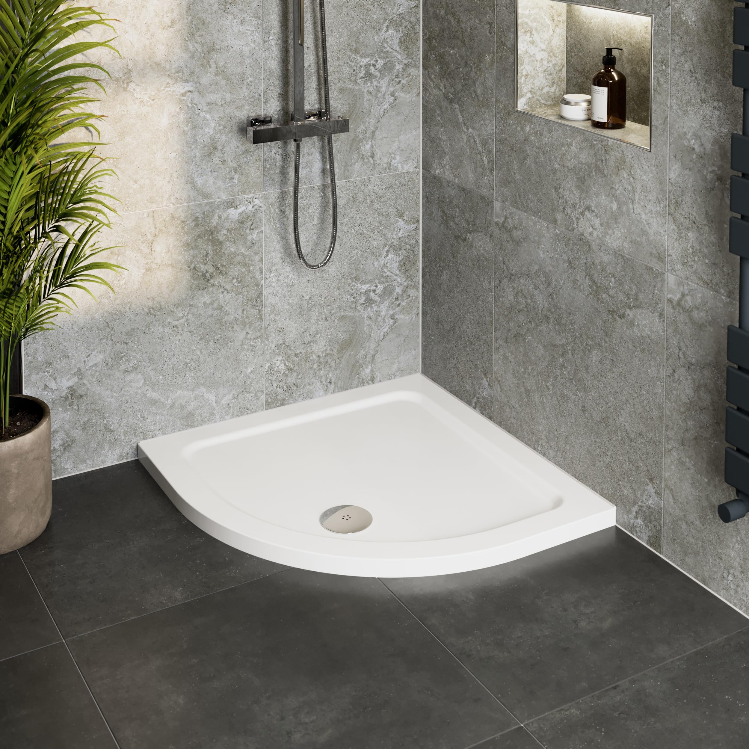 Modern Quadrant Shower Tray 900 X 900Mm Low Profile Slimline Lightweight White 5056093646248