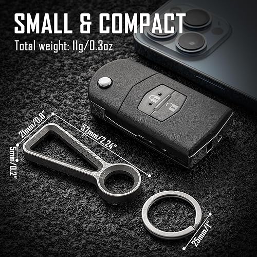 Miniatura 6 de KeyUnity KM01 Titanio EDC Llavero Clip con abrebotellas, Mosquetón de liberación rápida Llavero Soporte para Hombres
