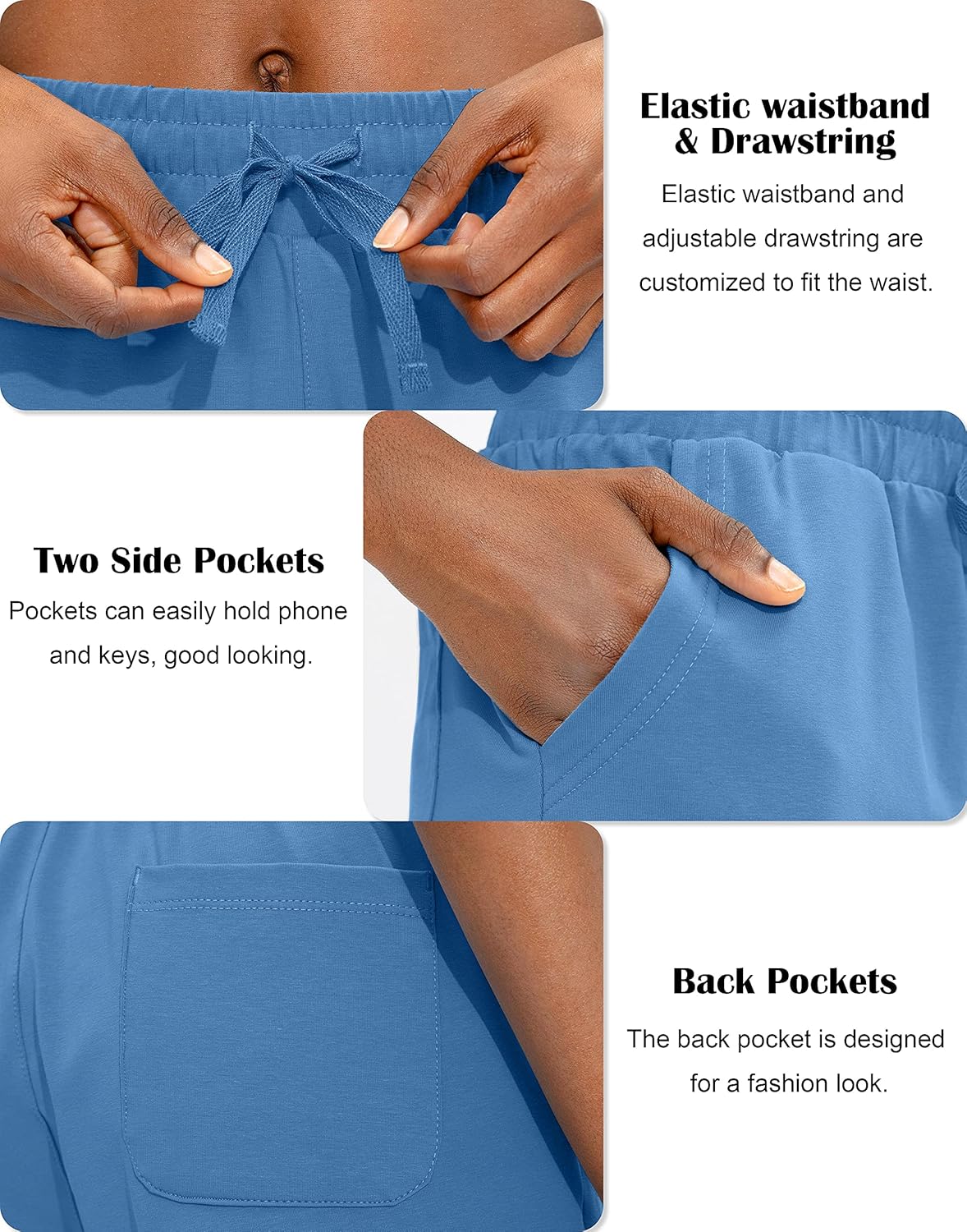 Viodia Women's Bermuda 9"/11" Long Shorts with Pockets Cotton Sweat Shorts Jersey Knee Length Shorts for Summer - Image 5