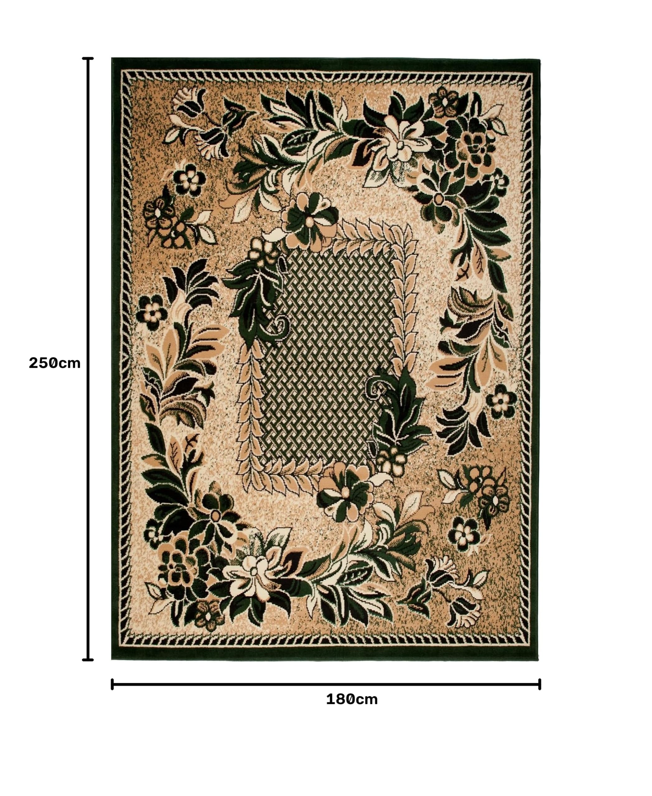 Tapiso Atlas dywan z krótkim włosiem, designerski, nowoczesny, abstrakcyjny, kwiatowe linie, zielony, beżowy, do salonu, pokoju gościnnego, Ökotex 180 x 250 cm