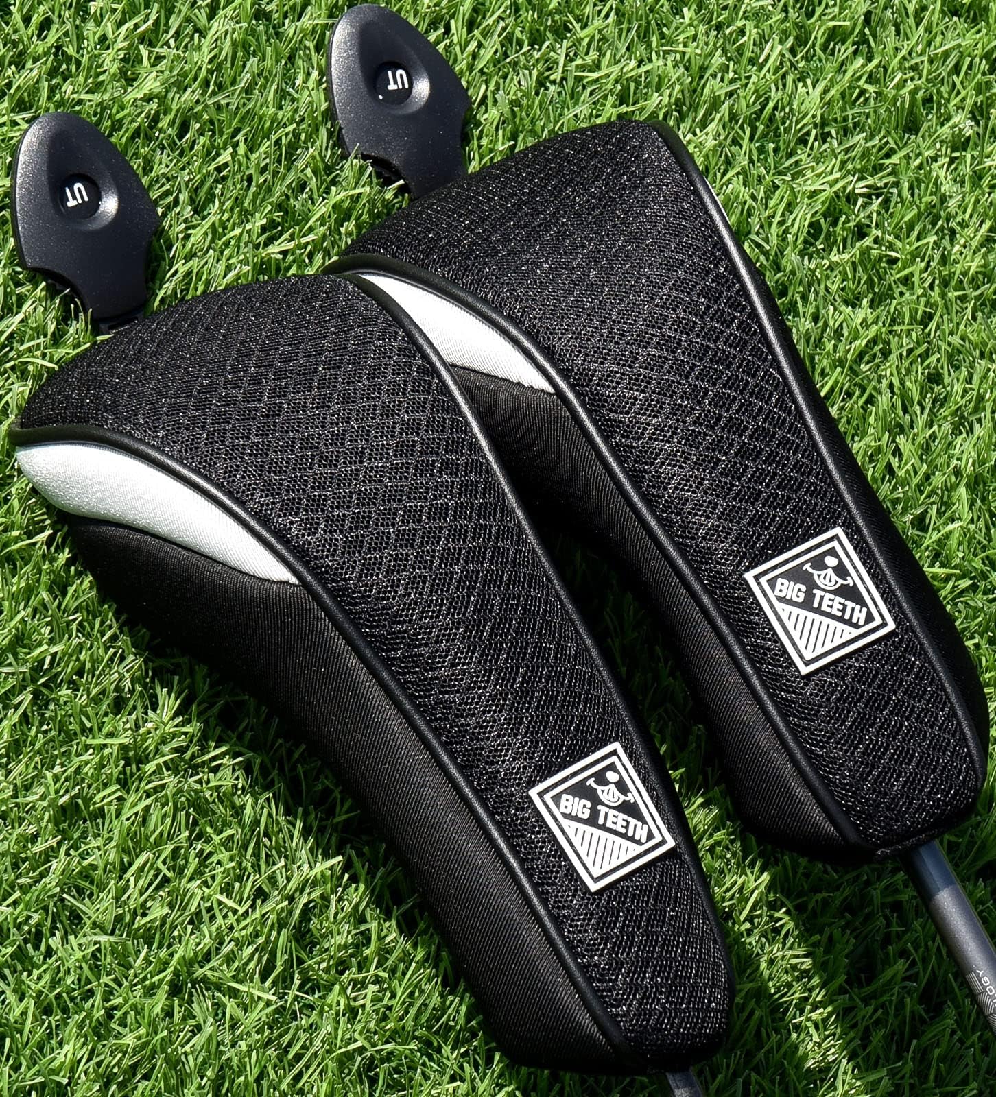 Big Teeth Golf Hybrid Head Covers Set Headcovers Utility UT Club Protector Meshy with Interchangeable Number Tag (2 Pcs)