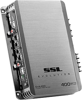 EV4.400 4 Channel Car Audio Amplifier - 400 High Output, 2-8 Ohms, High/Low Level Inputs, Hook Up to Subwoofer for Bass