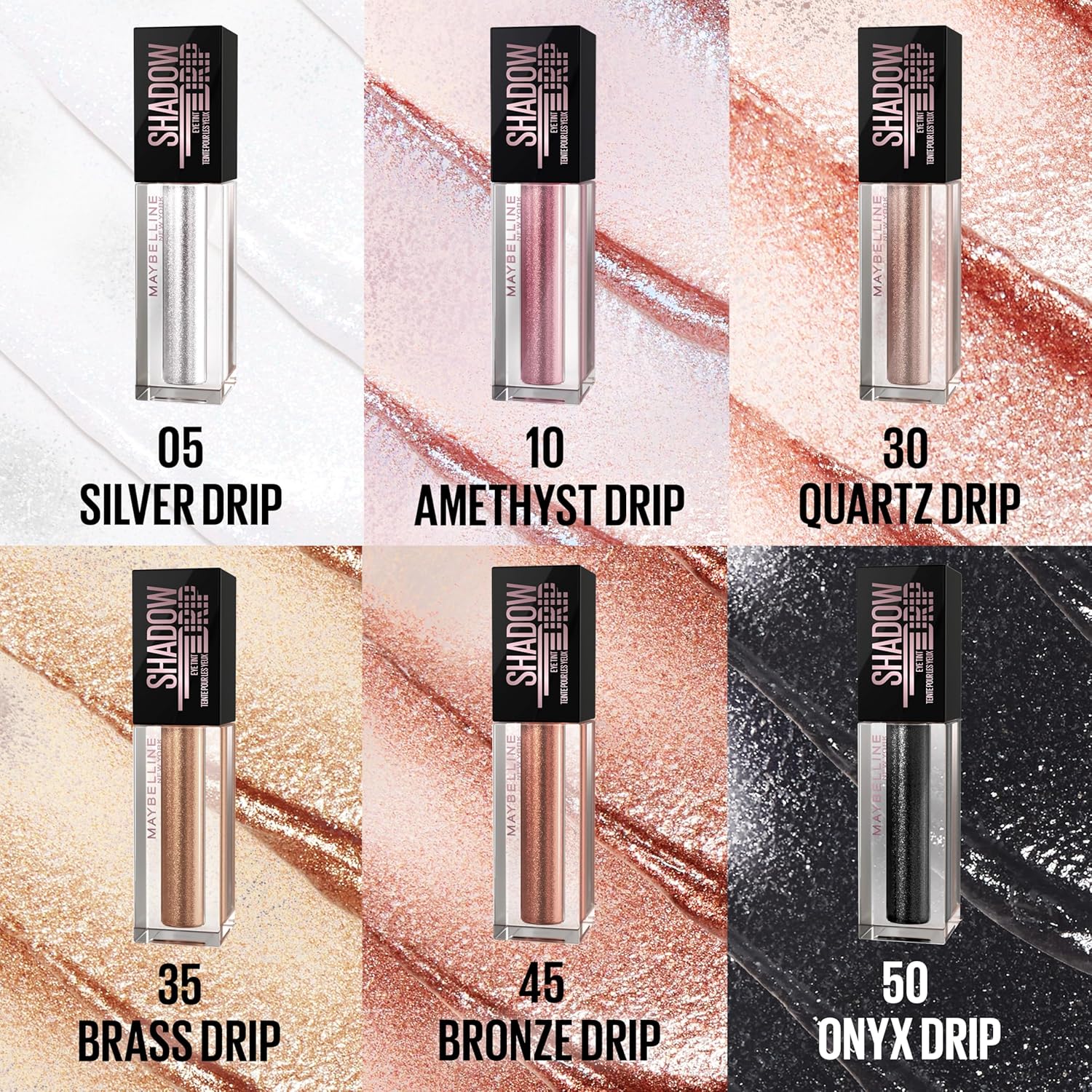 MAYBELLINE Shadow Drip Eye Tint Liquid Eyeshadow, High-Impact, Lightweight Shimmer Eye Shadow with Up To 16HR Wear, Amethyst Drip, 1 Count