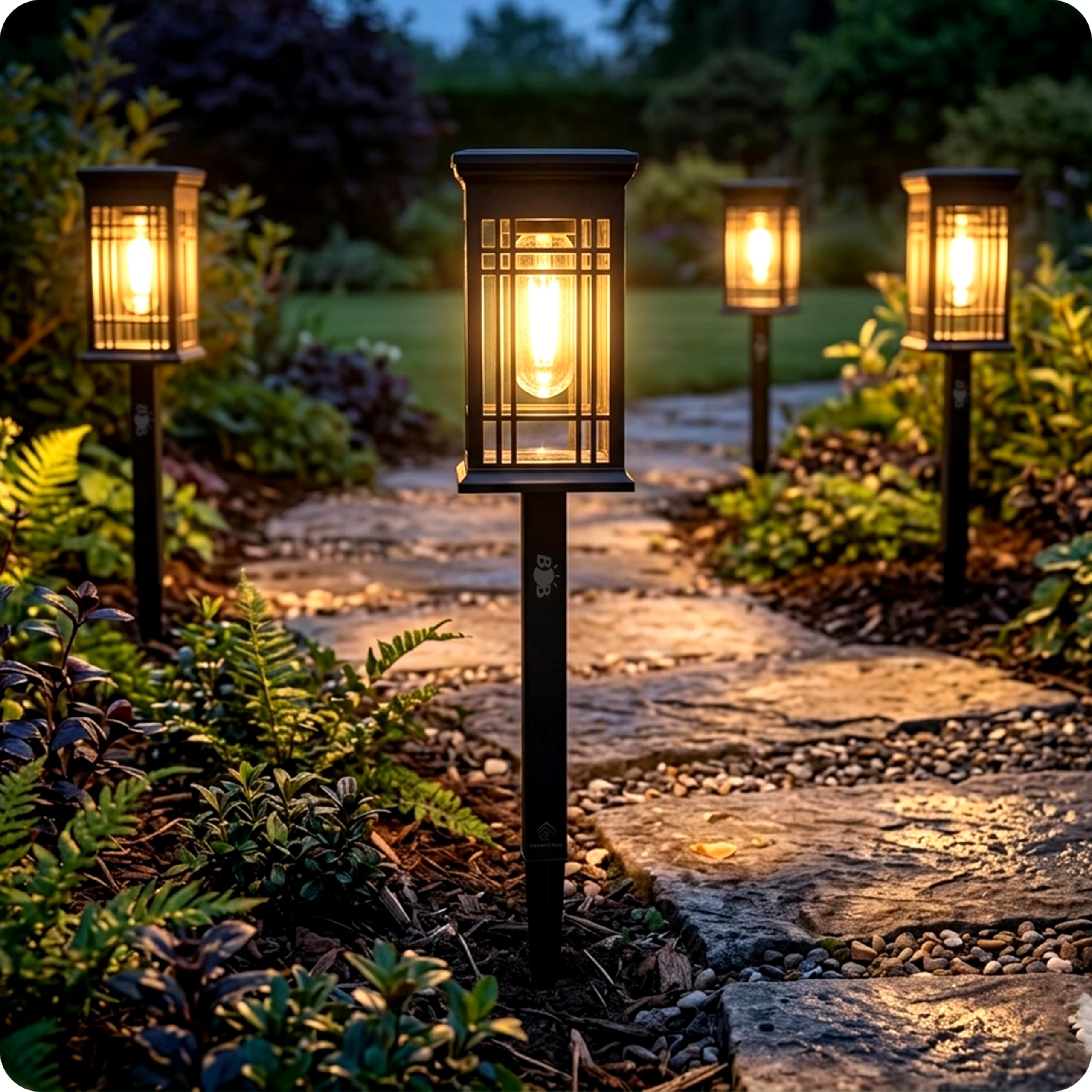 4 Pack Solar Pathway Lights Outdoor Garden – Upgraded LED Filament Solar Lights, Waterproof IP65, Auto On/Off Landscape Lighting for Yard, Lawn, Patio, Walkway & Driveway Decorative Garden Lights