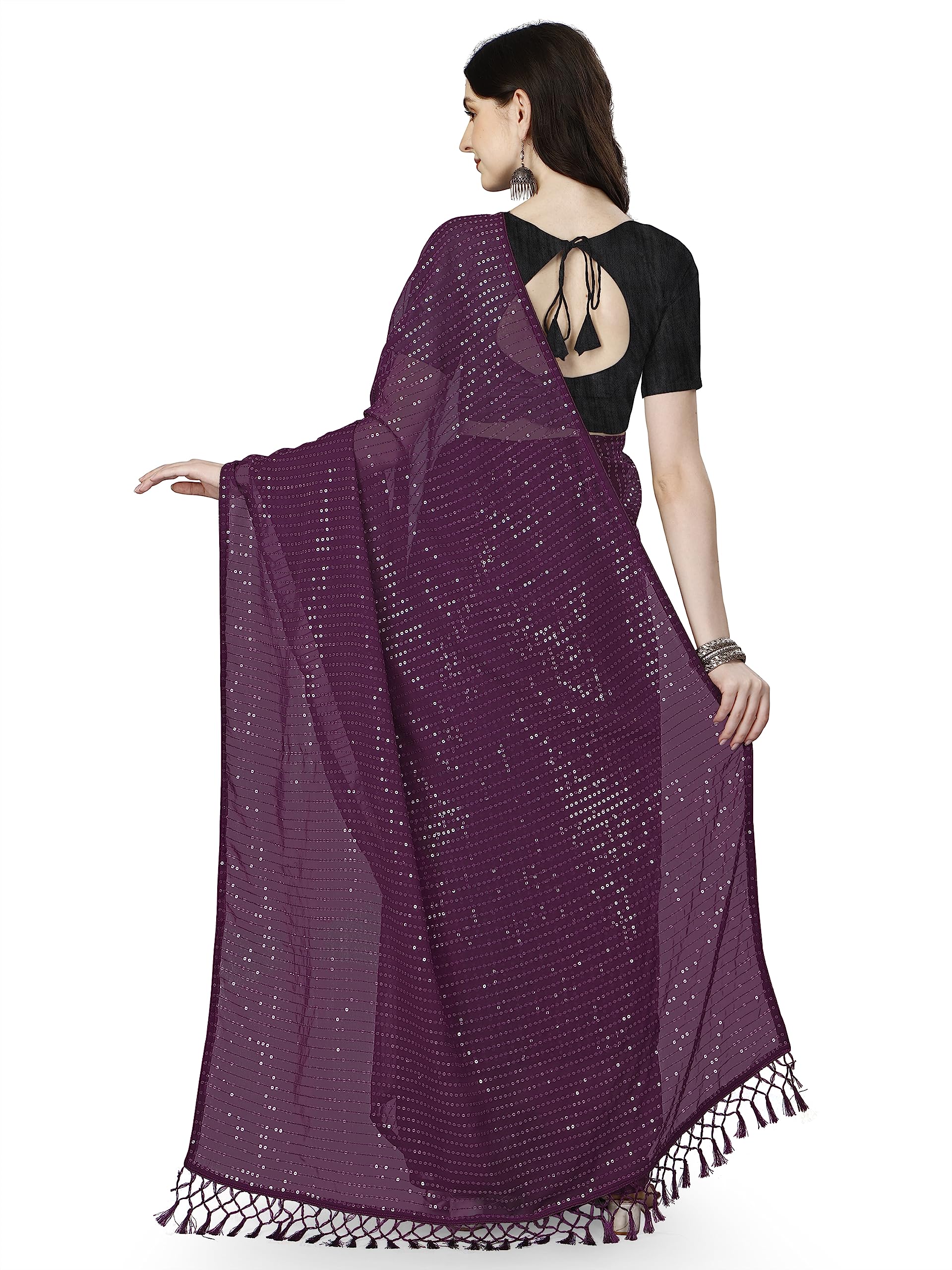 Shiv Textiles Georgette Saree for Women - Festival Wear (Wine) 2