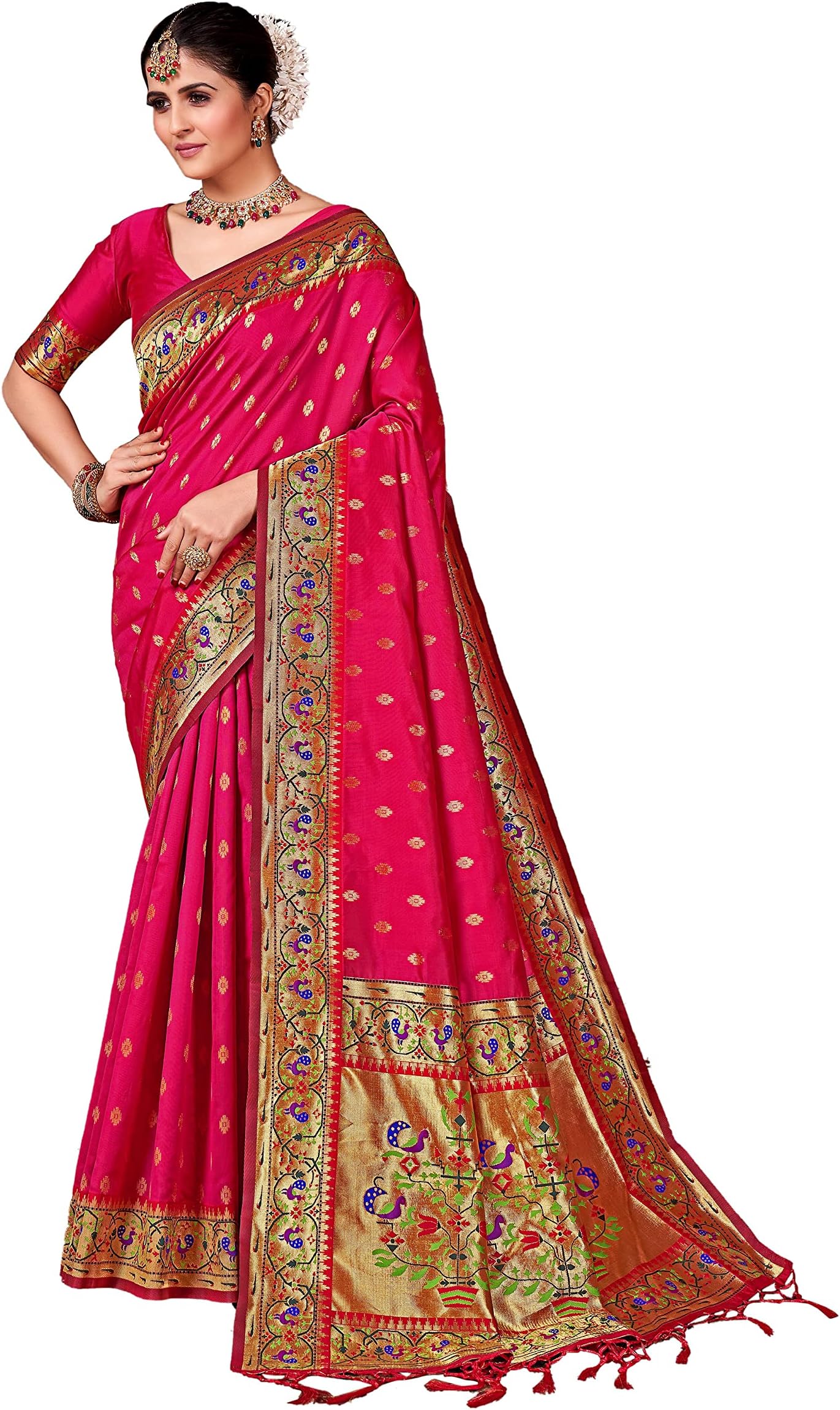 Indian Sarees for Women Banarasi Art Silk Woven Sari | Summer Outfit Wedding Gift Saree & Unstitched Blouse