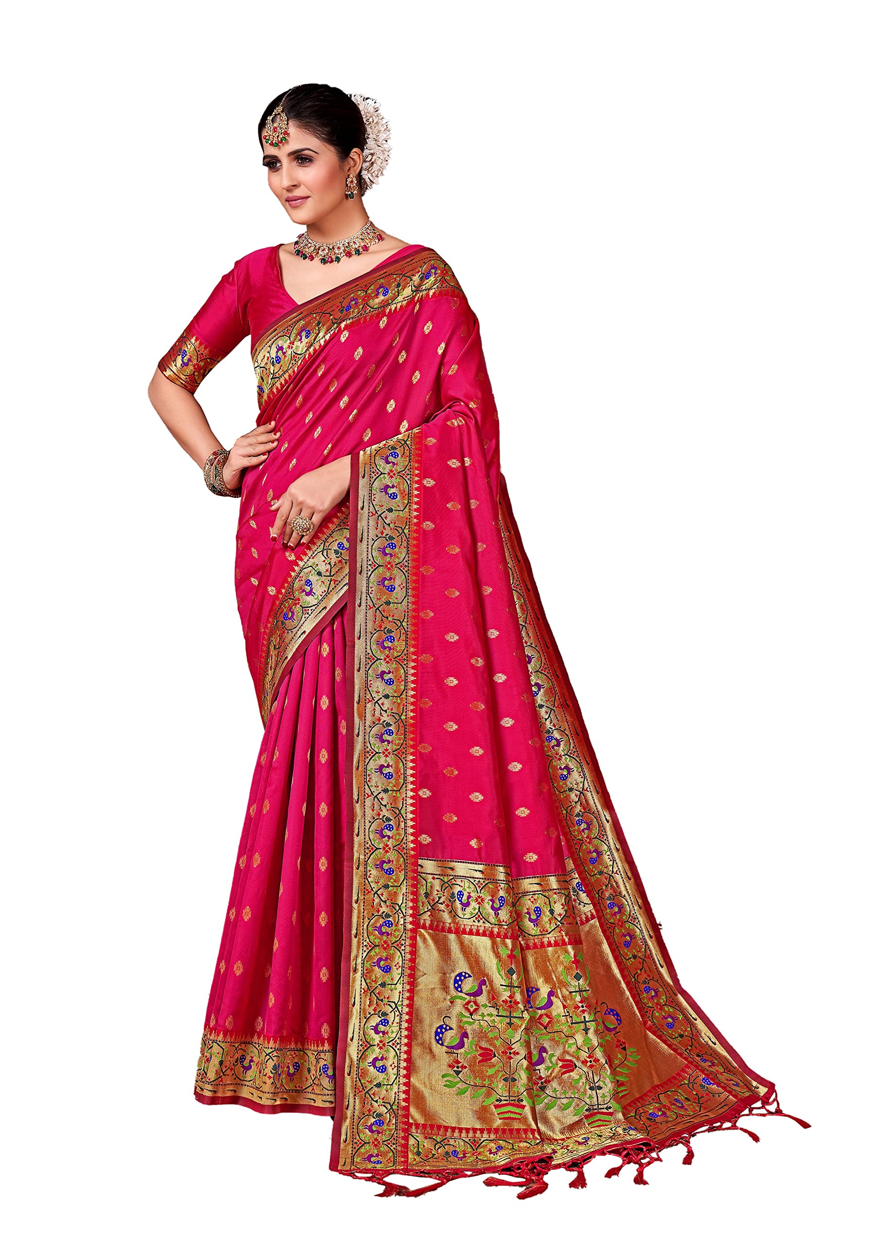 Elina fashionIndian Sarees for Women Banarasi Art Silk Woven Sari | Diwali Wedding Gift Saree & Unstitched Blouse