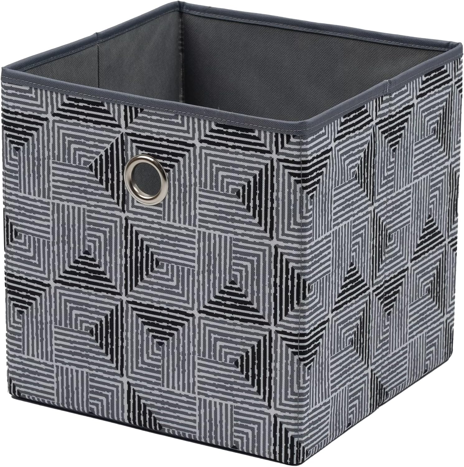 Collapsible Fabric Cube Storage Bins (10.5" x 10.5"), 4 Pack, Black and Gray Geometric