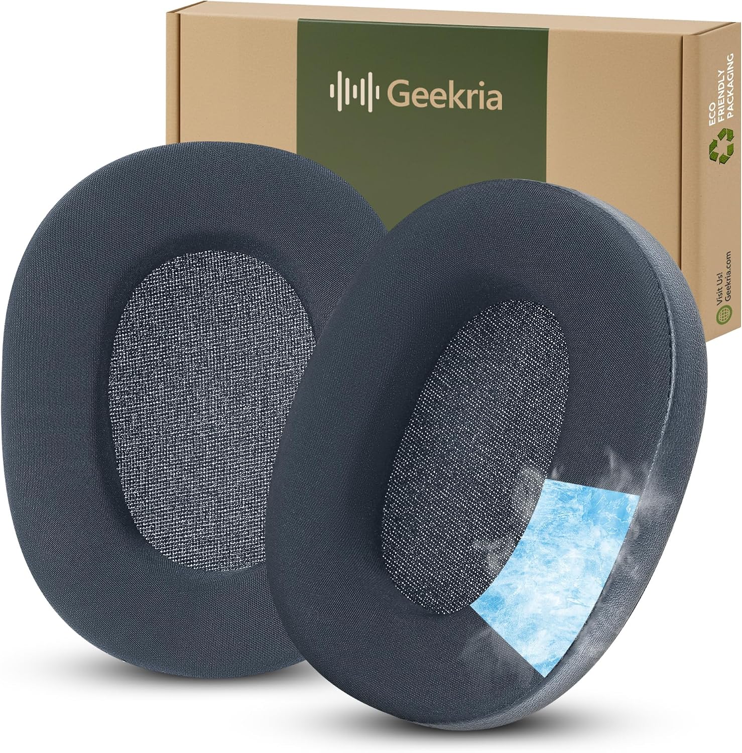 Geekria Sport Cooling-Gel Replacement Ear Pads Compatible with Sony WH-1000XM6 Headphones, Easy to Install, Max Comfort Upgrade, Ear Cushions Repair Parts (Blue)