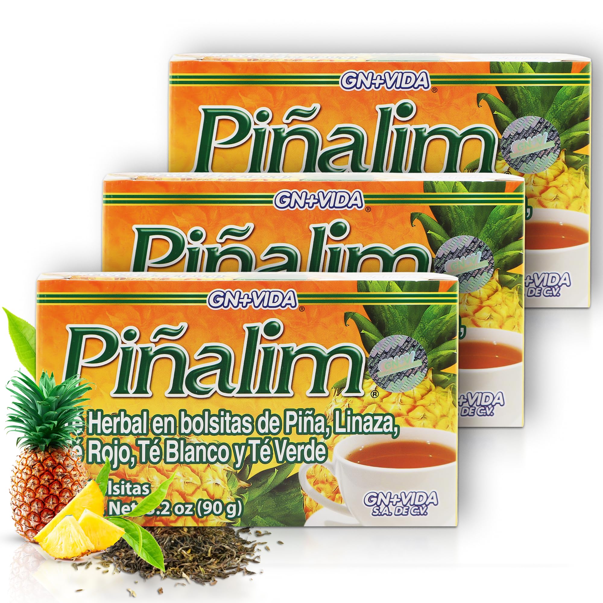 PIÑALIM 3 Boxes Te Tea GN+Vida Weight Loss Tea Diet 60 Day Supply