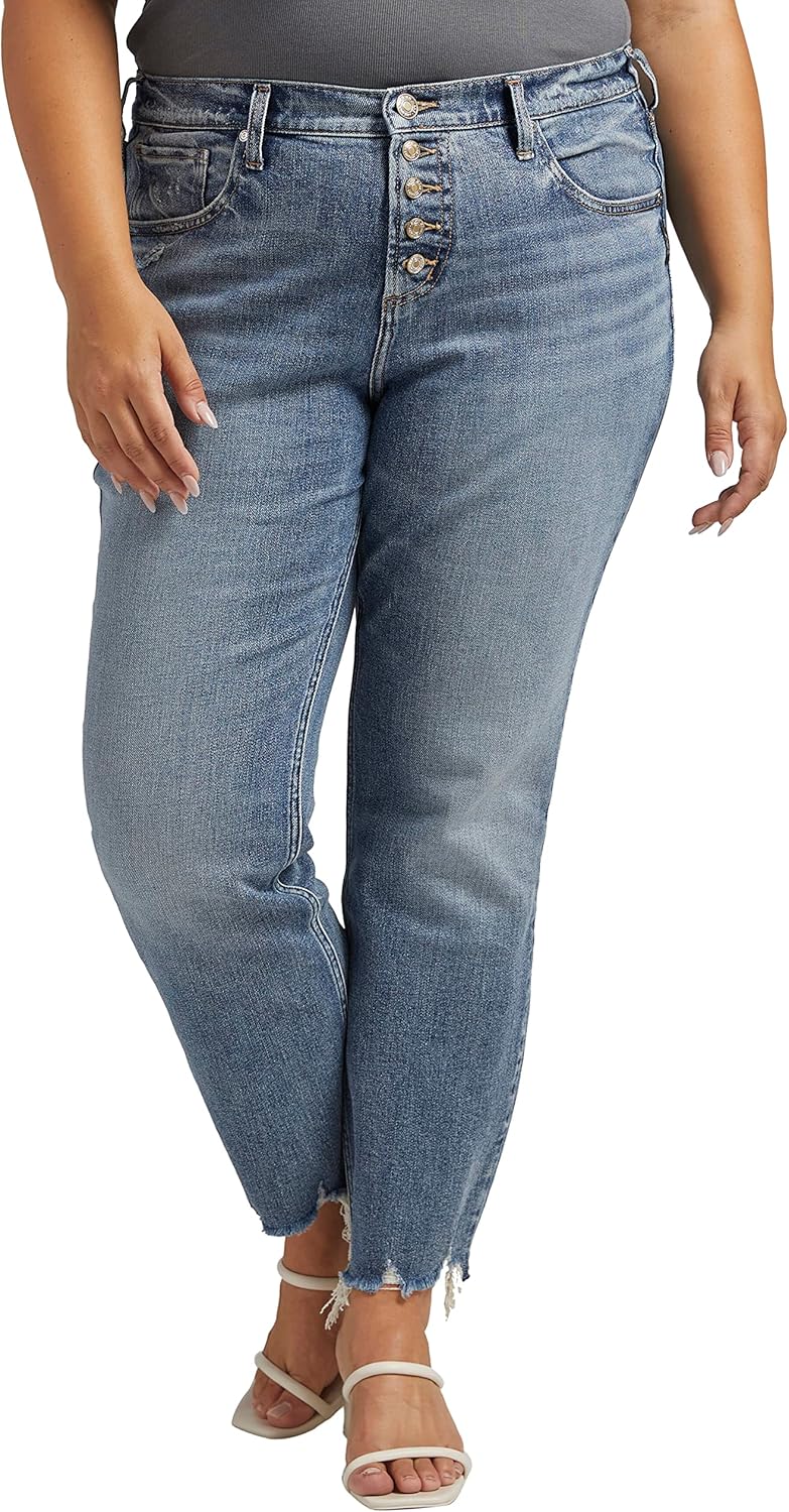 Silver Jeans Co. Women's Plus Size Beau Mid Rise Slim Leg Jeans