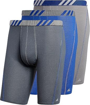adidas Mens Performance Mesh Long Boxer Brief Underwear 3-Pack, for active sport and all day comfort