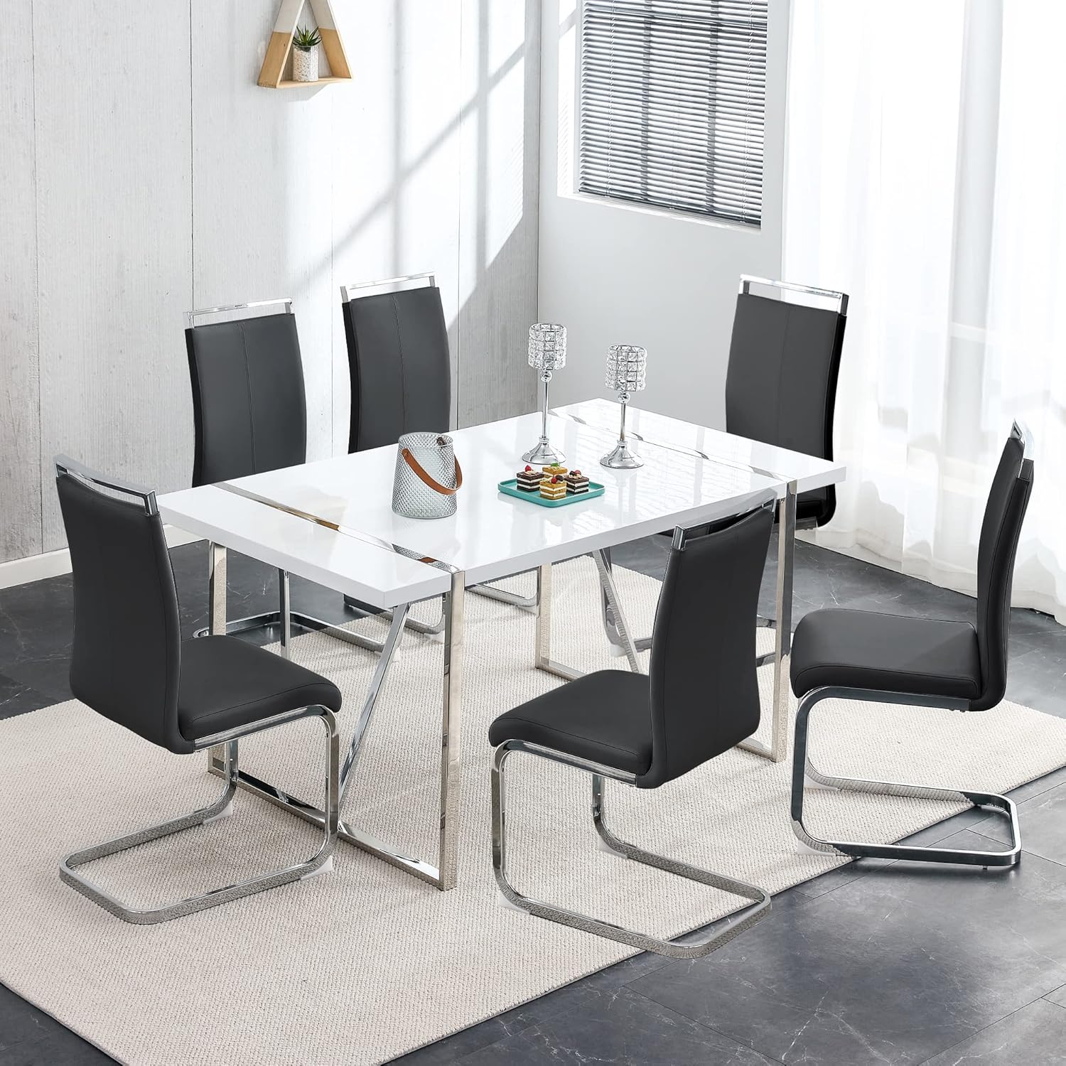 MUUOKY Dining Table Set for 6, 1.5 in Thickened Density