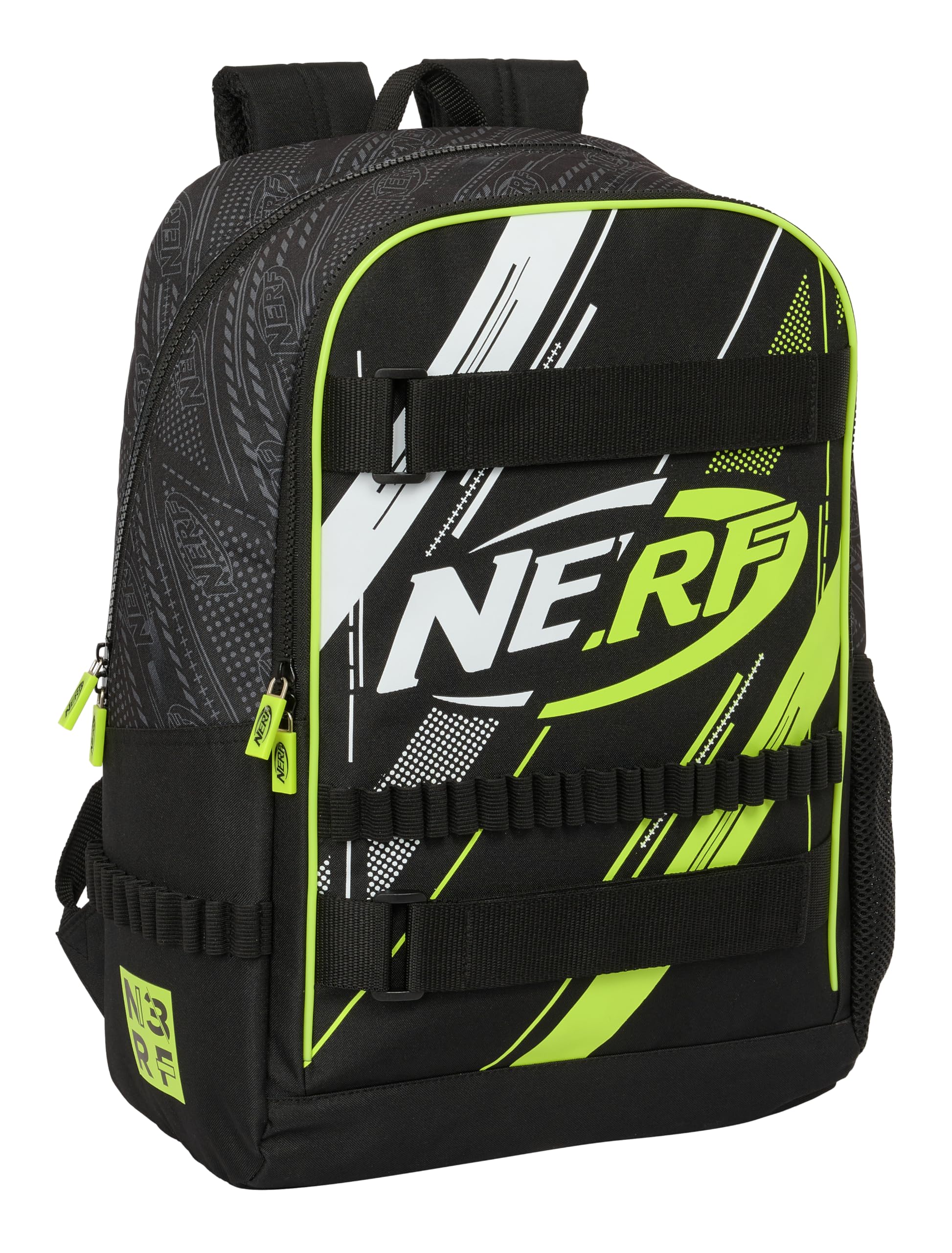 Safta NERF GET READY - Mochila Escolar, Adaptable a Carro, Ideal para Niños de Diferentes Edades, Cómoda y Versátil, Calidad y Resistencia, 31x17x44 cm, Color Negro