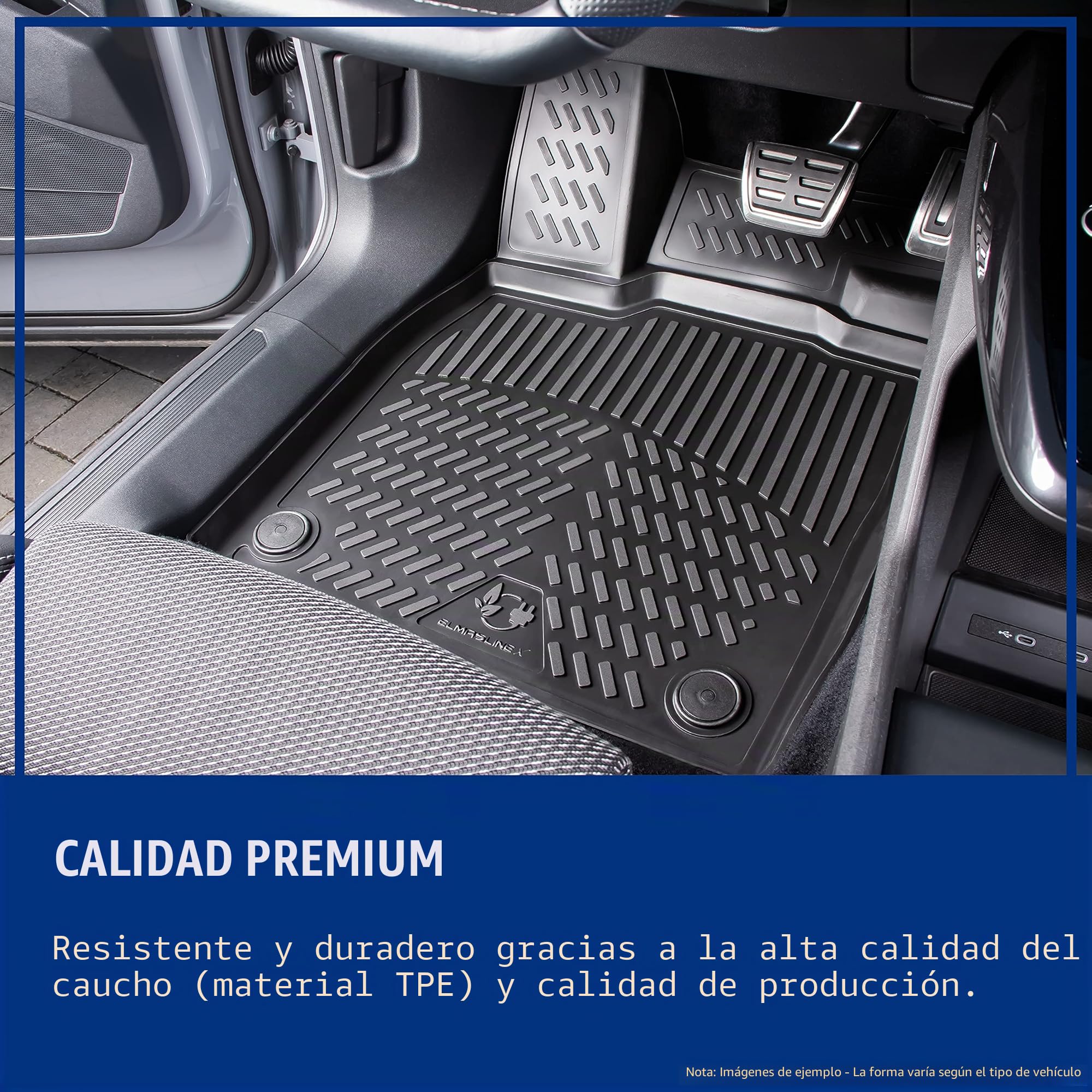 ELMASLINE Juego de Alfombrillas de Goma 3D para Peugeot 2008 2 (2019-2025), No Encaja en Eléctrico ni en Híbrido., Accesorios para Alfombrillas