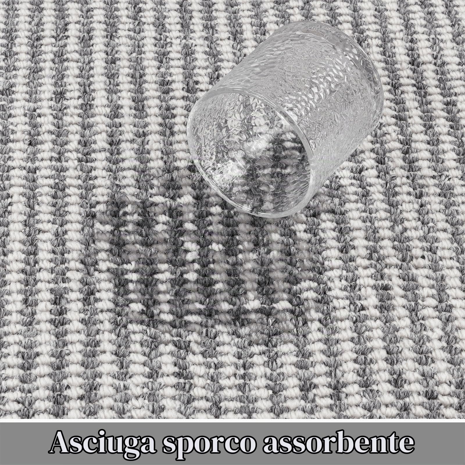 Enyhom Tappeto Corridoio Lungo 80 x 200cm, Assorbente Tappeto Cucina Antiscivolo Lavabile Passatoia Corridoio, Passatoia Cucina Tappeti Runner per Ingresso Lavanderia, Grigio + Bianco