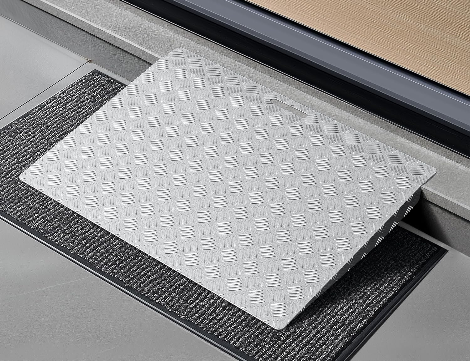 Threshold Ramps for Doorways Portable Ramp for Wheelchairs for Home Steps 2-4" Rise Wheelchair Door Scooter Ramp 31"x24.5" Shed Handicap Ramps 9.9lbs Aluminum Ramps with Extender Plate 2-4 inch