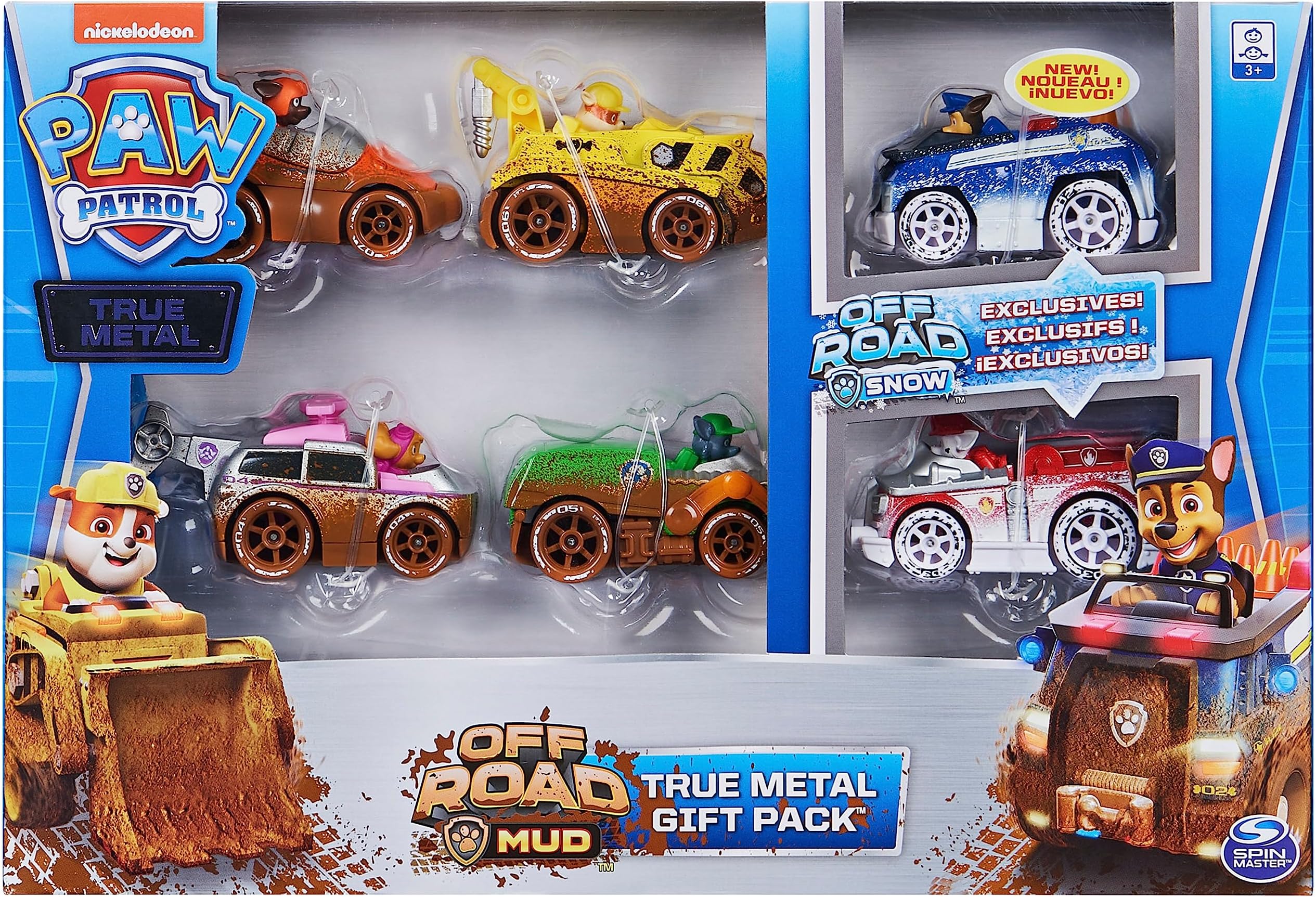 PAW Patrol, True Metal Off-Road Gift Pack of 6 Collectible Die-Cast Vehicles, 1:55 Scale, Grey