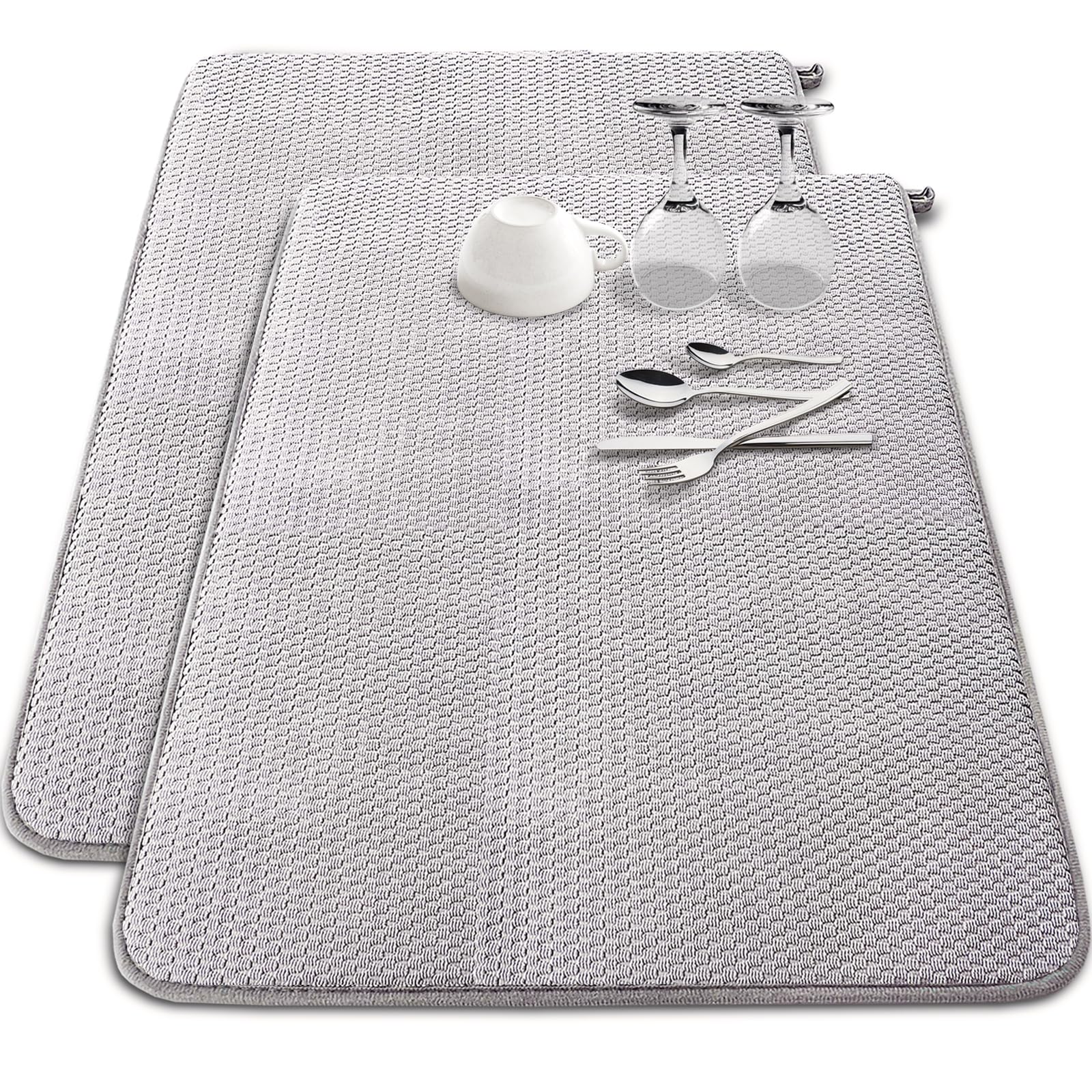 Baaxxango 2-Pack Extra Large Microfiber Dish Drying Mat, 30' x 24'