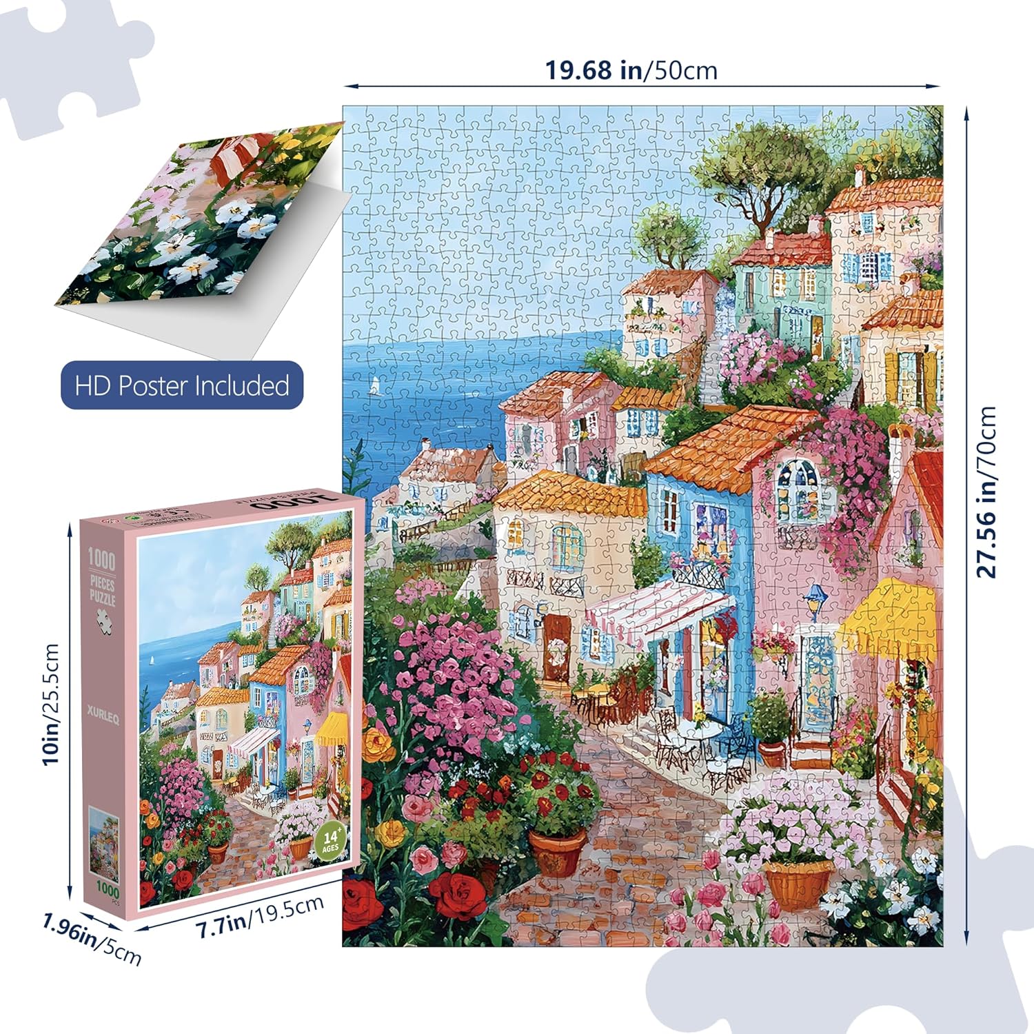 1000 Piece Puzzle for Adults, Challenging Coastal Charm Jigsaw Puzzles, Premium Matte Finish, 27.56 x 19.68 Inches, Perfect for Game Nights