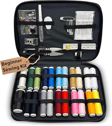 Miniatura 10 de Kit de costura fácil de usar para adultos y niños, kit de aguja e hilo con suministros de costura y accesorios para fijar botones y reparaciones