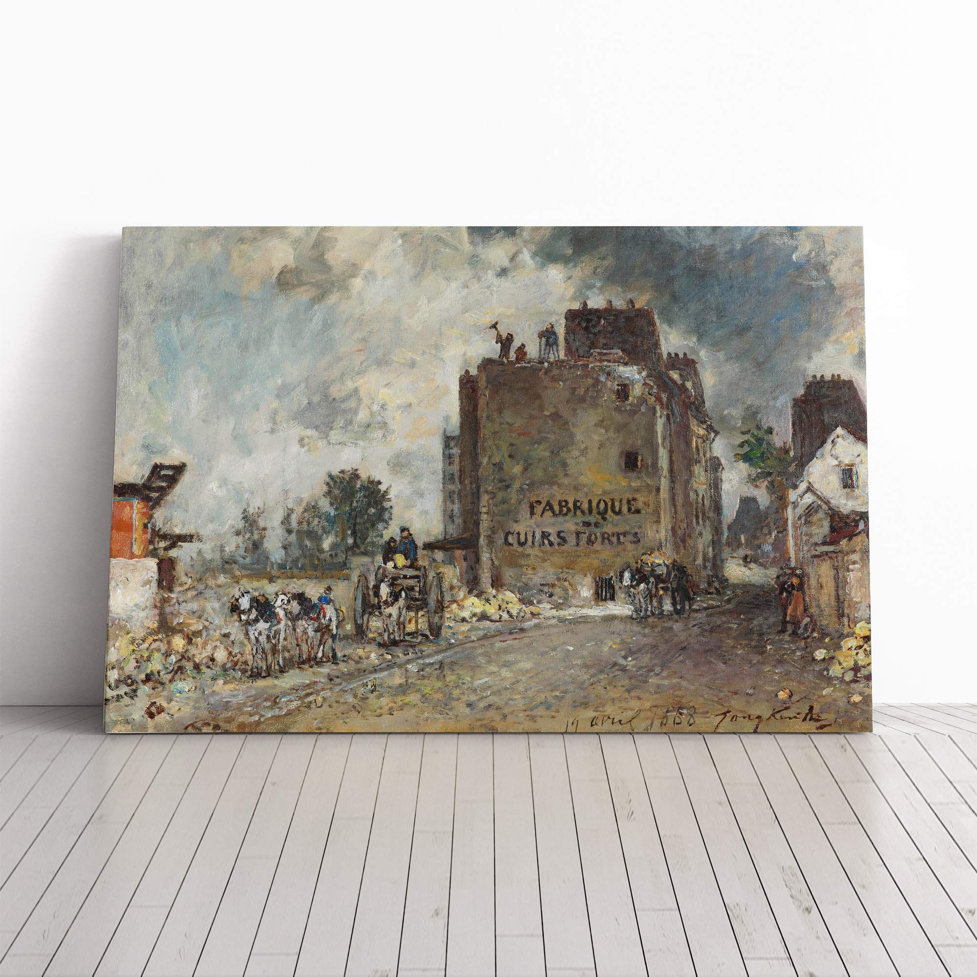 Johan Jongkind Demolition Work Canvas Print | Gallery Wrapped 30mm Frame Wall Art | 30x20 inches | Ready to Hang | Modern Picture | Living Room Bedroom Lounge Office
