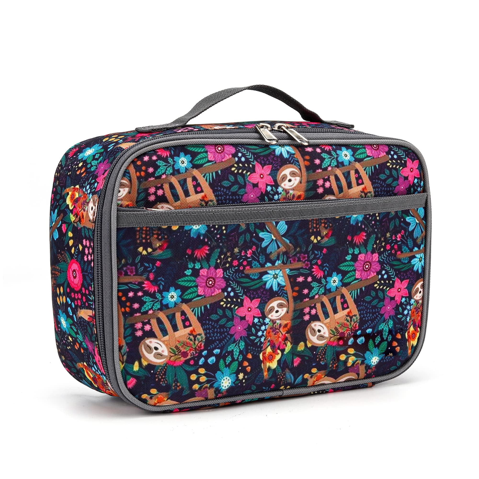 Lunch Box with Padded Liner, Rickyh style Spacious Insulated Lunch Bag Durable Thermal Lunch Cooler Pack with Strap for Men Women Boys Girls Adults School Sports Beach Picnic Work Camp,2 Pocket (LBSL)