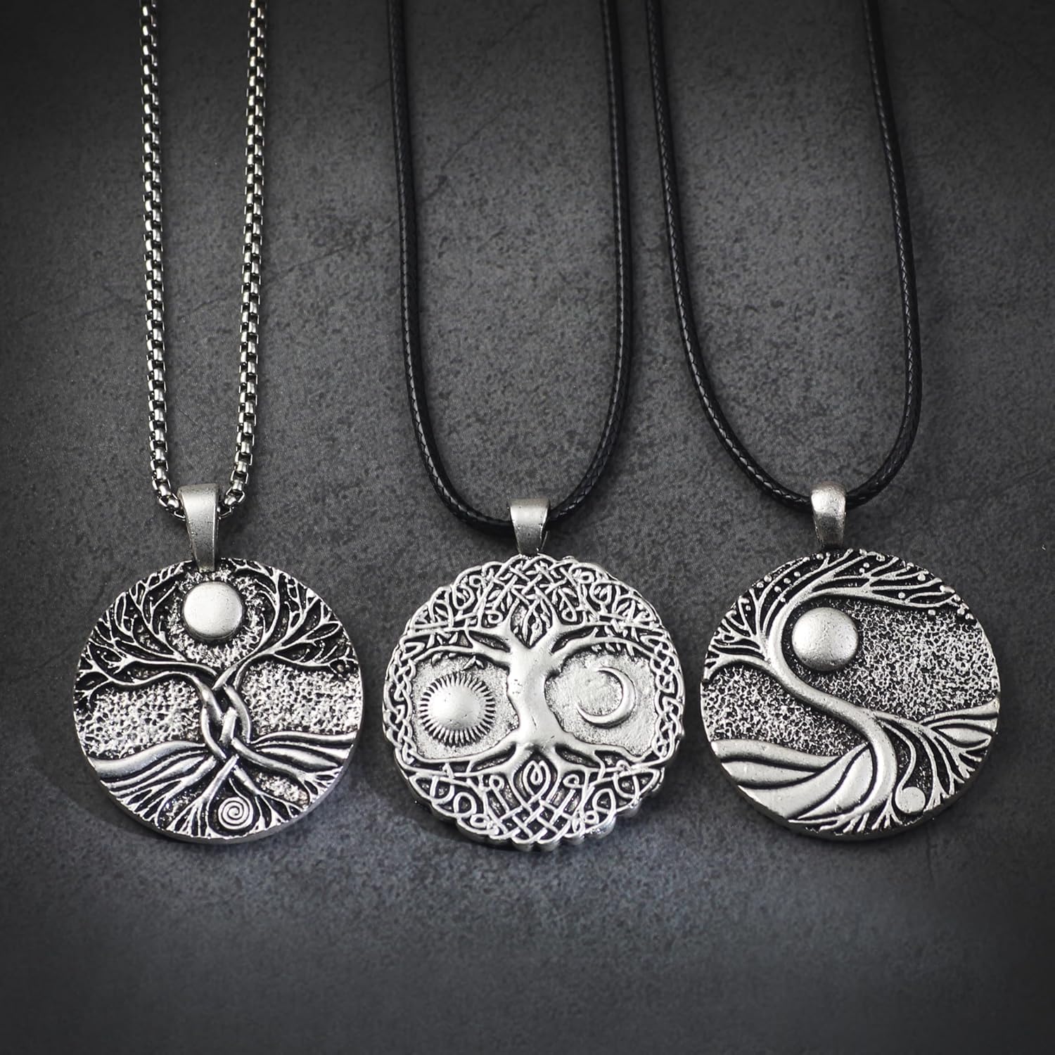 Tree of Life Necklace Set – 3-Piece Celtic Tree of Life Jewelry with Yggdrasil Pendant, Viking Nature Necklace for Women & Men - Image 3