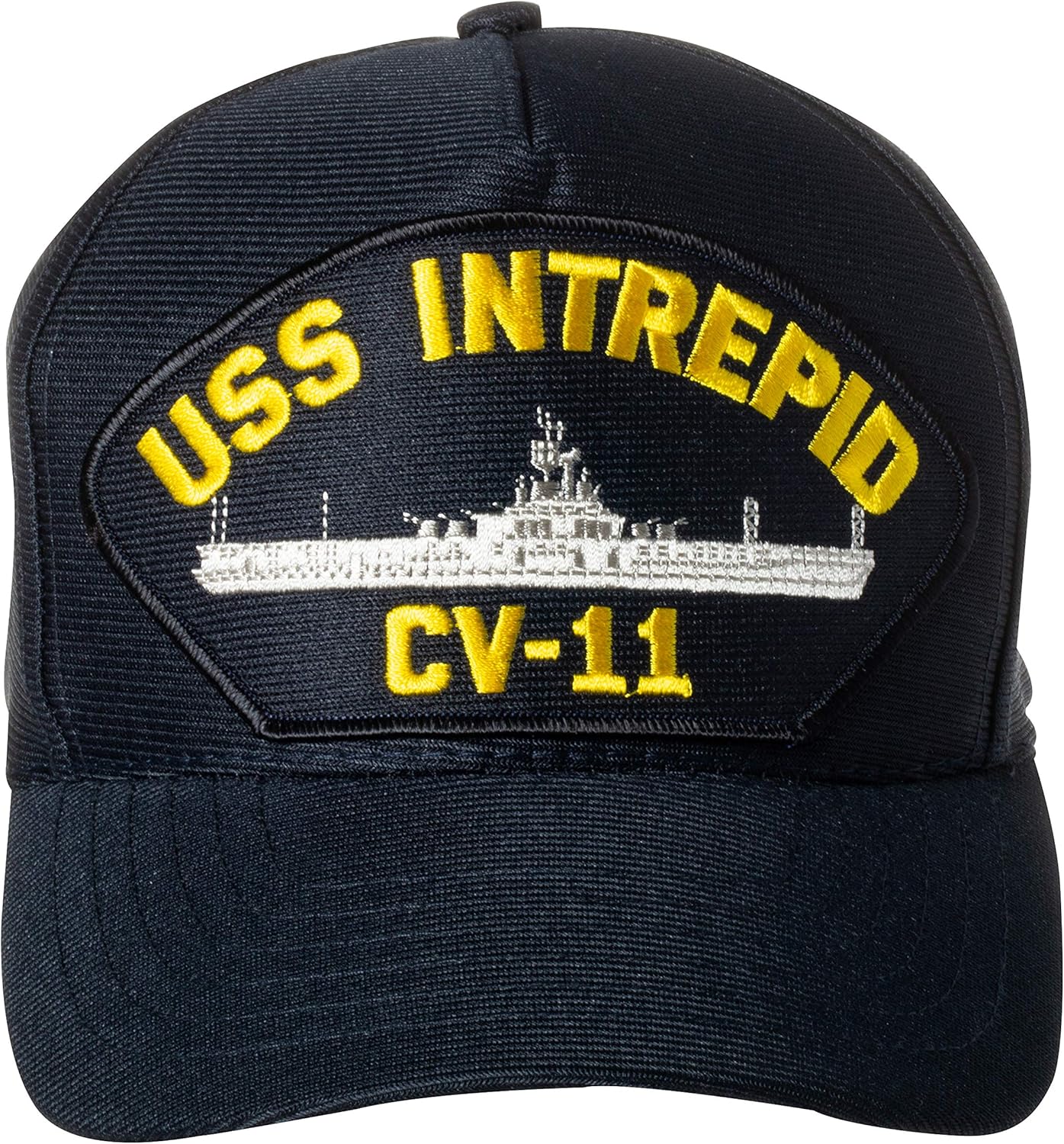 Artisan Owl United States Navy USS Intrepid CV-11 Aircraft Carrier Ship Emblem Patch Hat – Adjustable Baseball Cap (Navy Blue)