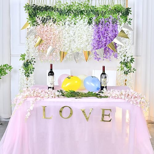 Miniatura 8 de BLEUM CADE 10 flores colgantes de glicina blanca con luces, 3.6 piesunidad, flores de glicina falsas, guirnalda de glicina artificial colgante para