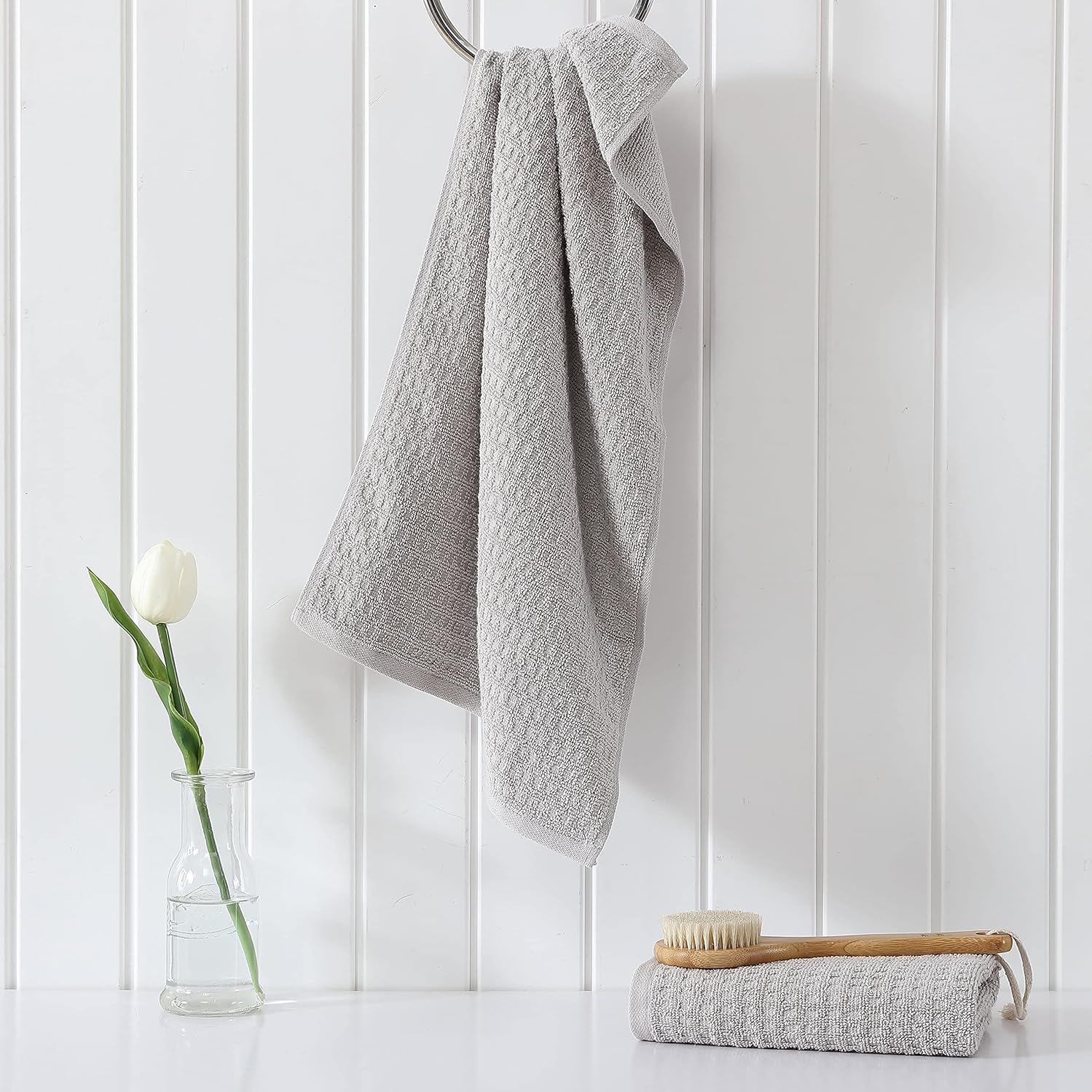 Tommy Bahama- Hand Towel Set, Highly Absorbent Cotton Bathroom Decor, Low Linting & Fade Resistant (Northern Pacific Grey, 2 Piece) - Image 3