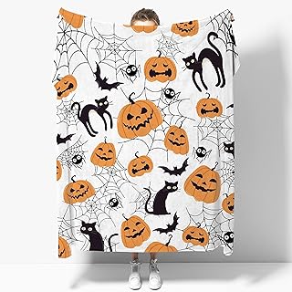Halloween Pumpkins Cats Throw Blanket Lightweight Blanket Gift for Girls Boys Soft Funny Animal Blanket for Bed Couch Sofa Chairsâ€”All Season 30'x40' for Baby/Pets