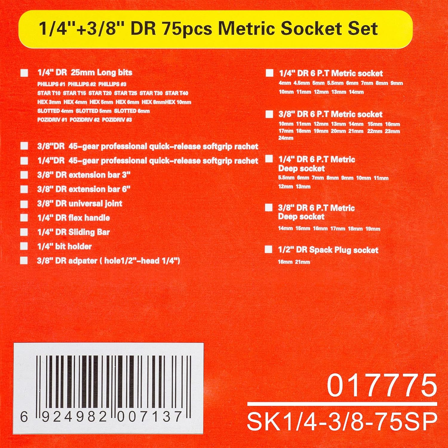 Flаѕh Dеаlѕ - 60% оƒƒ Jetech 75PCS Metric Socket Set, Includes 1/4 Inch and 3/8 Inch Drive Standard/Deep Sockets, Quick-Release Softgrip Ratchet, Bits, Extensions and Adapter, Universal Joint and Other Accessories
