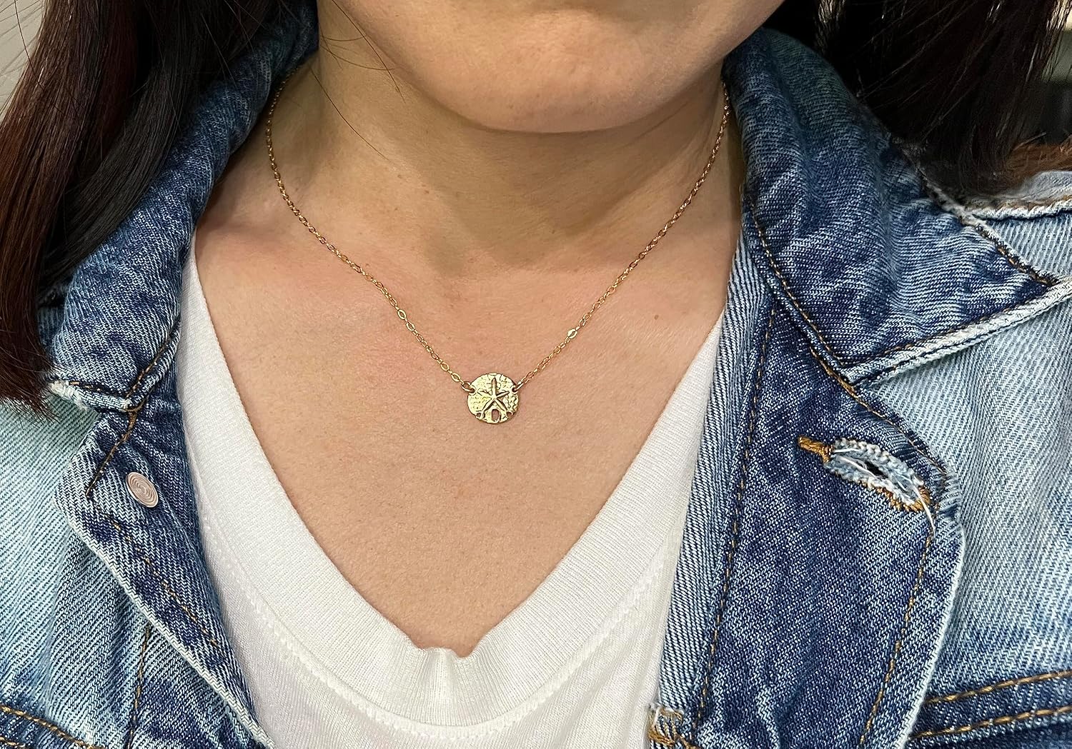 Sand Dollar Charm Gold Fill Necklace also in Sterling Silver