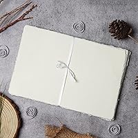 Vista 5 de Papel de acuarela 6 x 4 pulgadas Papel de acuarela mixto 150 GSM grueso borde Deckle borde de papel hecho a mano Blanco roto