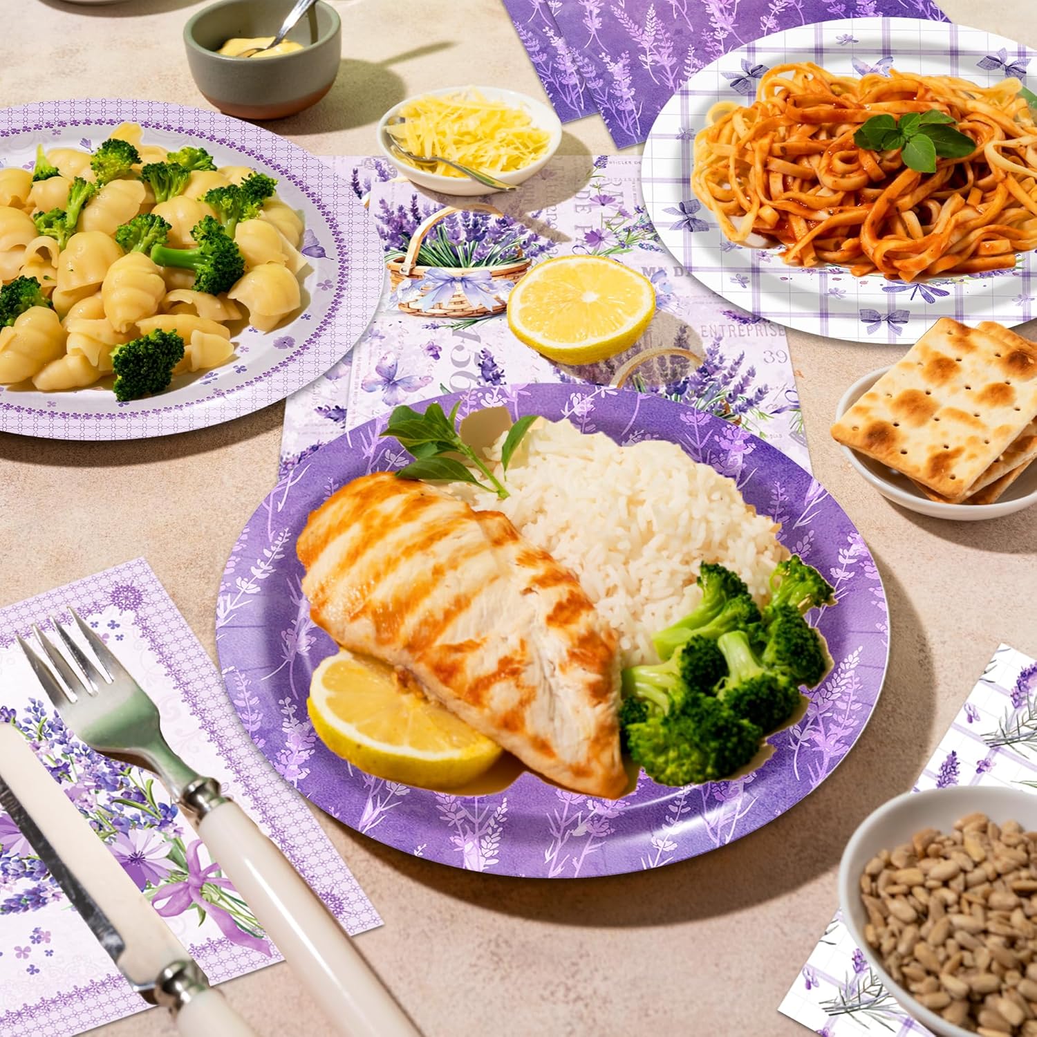 24 Pieces Lavender Party Decorations Lavender Paper Plates 7 Inch, Lavenders Dessert Plates Tableware Floral Butterfly Dinnerware for Purple Floral Wedding Baby Shower Summer Picnic Supplies - Image 5
