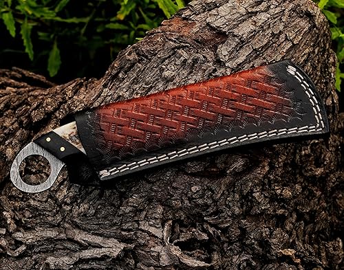 Miniatura 134 de Cuchillo de acero hecho a mano con funda de cuero, cuchillo utilitario resistente, cuchillo de electricista para desollar alambre para profesional