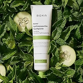 Boka Fluoride Free Toothpaste, Nano Hydroxyapatite Toothpaste, Appropriate for Sensitive Teeth - for Adult, Kids Oral Care - Cucumber Mint Flavor, 4 Fl Oz 1Pk US Manufactured