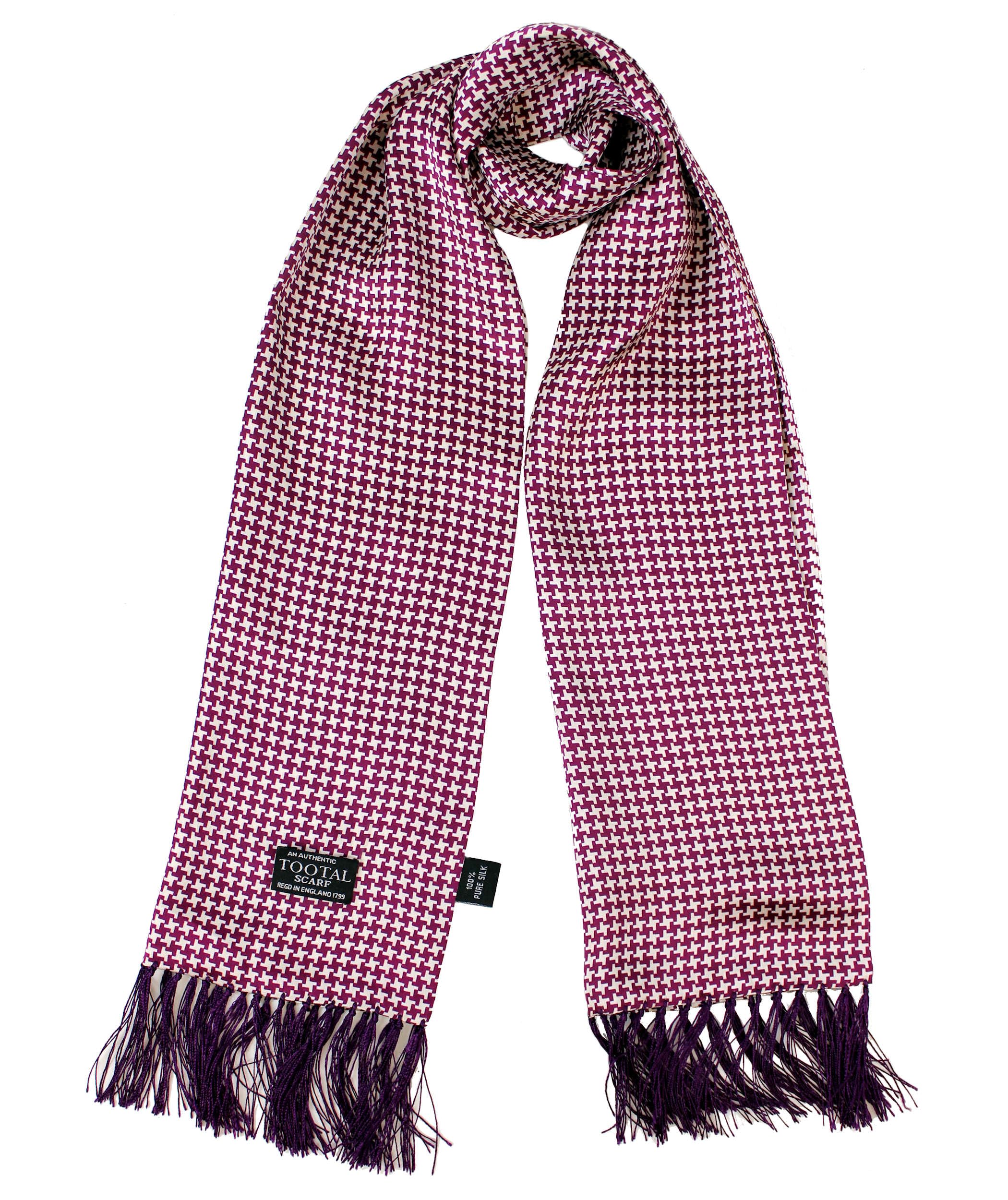 Tootal Men's Burgundy Retro 60S 100% Houndstooth Pattern Mod Scarf (, One Size)