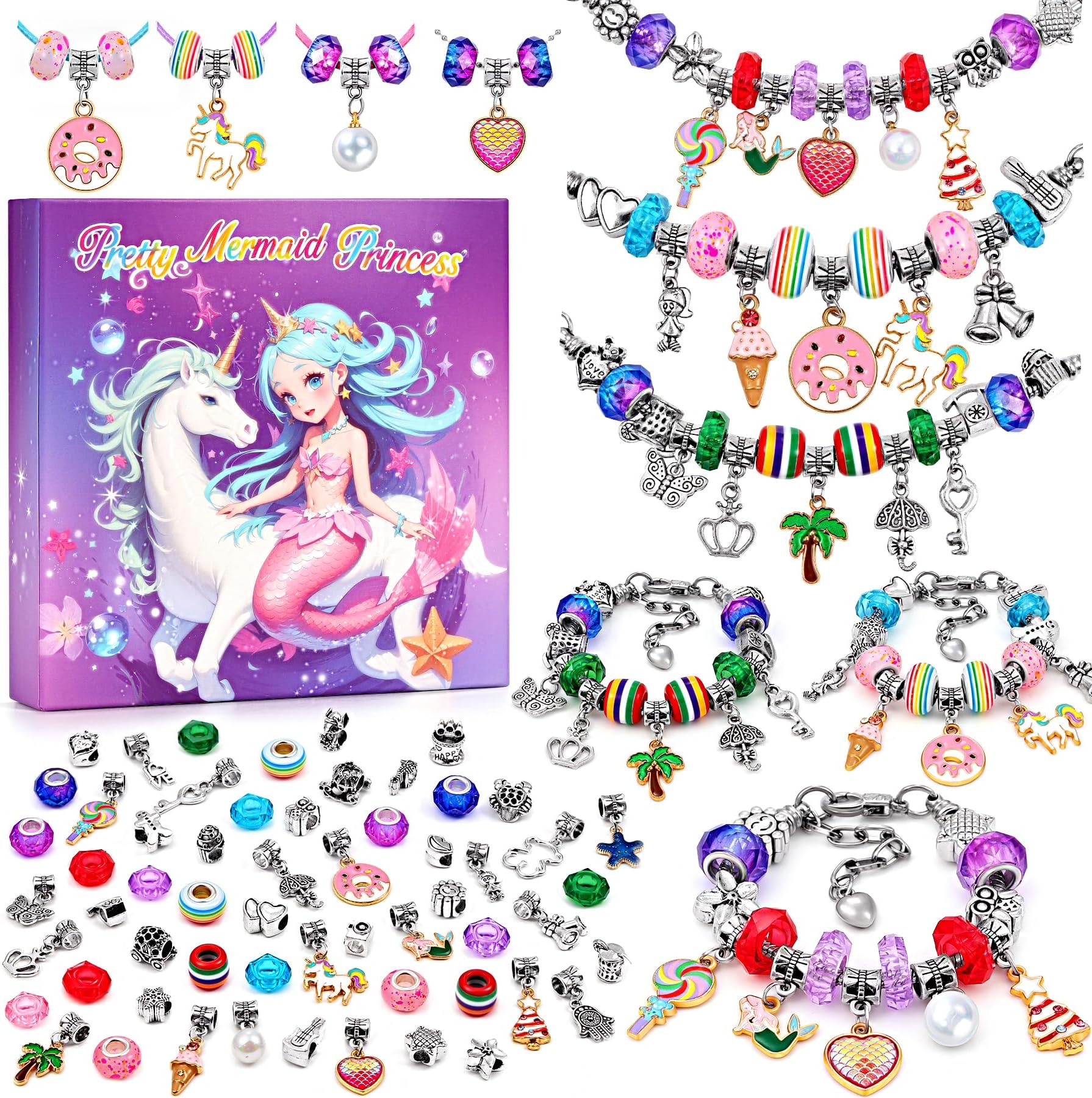 Tomylv Charm Bracelet Making Kits Jewellery Kit for Girls Arts and Crafts Kids DIY Craft Gifts 4-12 Year Old Birthday Christmas Teens Children, A-Purple