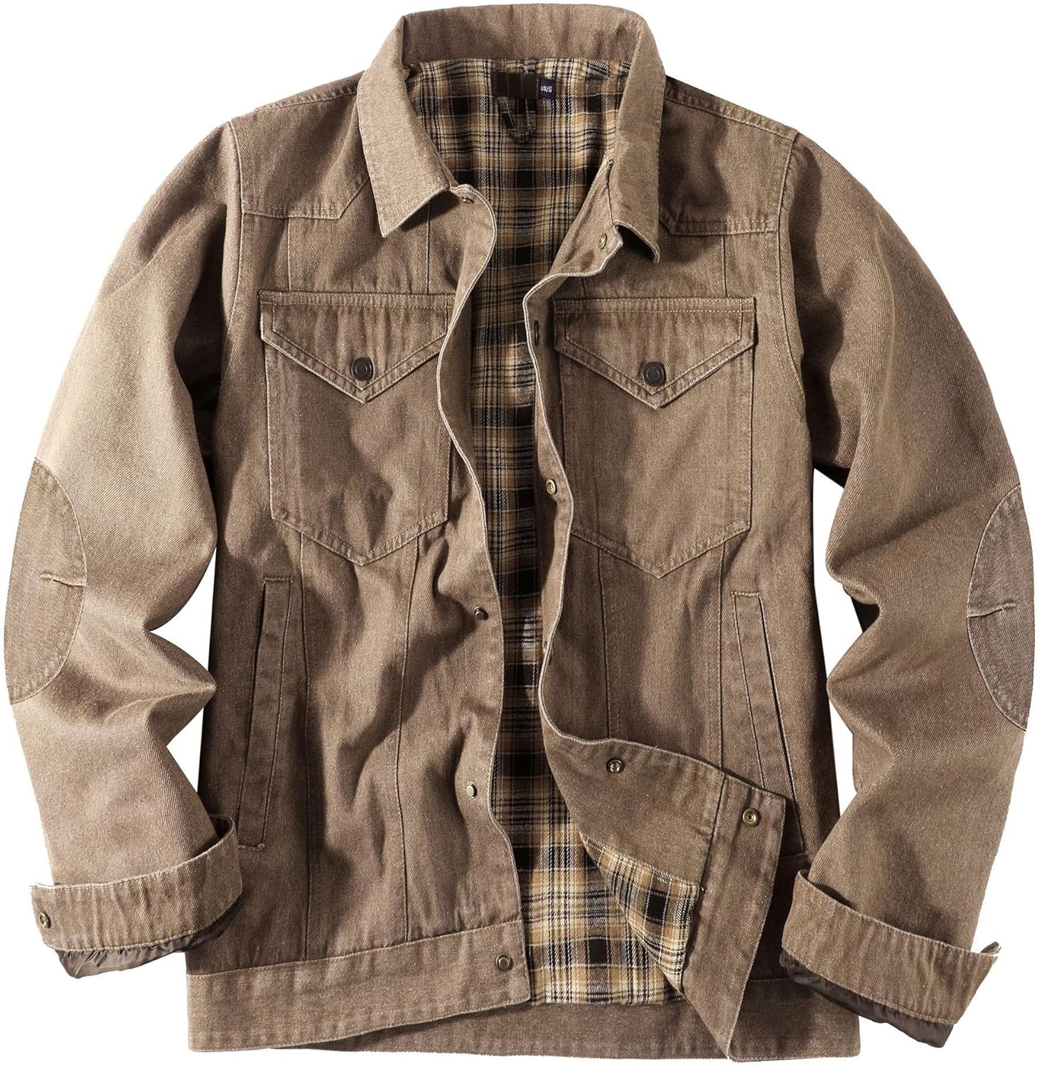 Men's Jean Jacket Button Down Denim Thicken Winter Coats Trucker Jackets With Chest Pockets, S-2XL