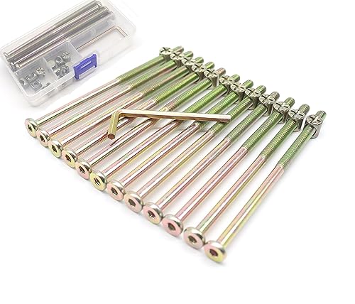 binifiMux - Pernos para litera, paquete de 12 tornillos hexagonales M6x120mm, tornillos de casquillo y tuercas de barril para muebles, sillas,
