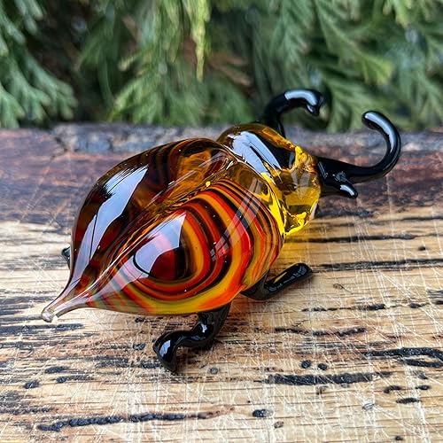 Miniatura 3 de Figura de cristal amarillo  Miniatura soplada a mano estilo Murano  Adorno coleccionable de insectos para estante o escritorio  Regalo para mamá y