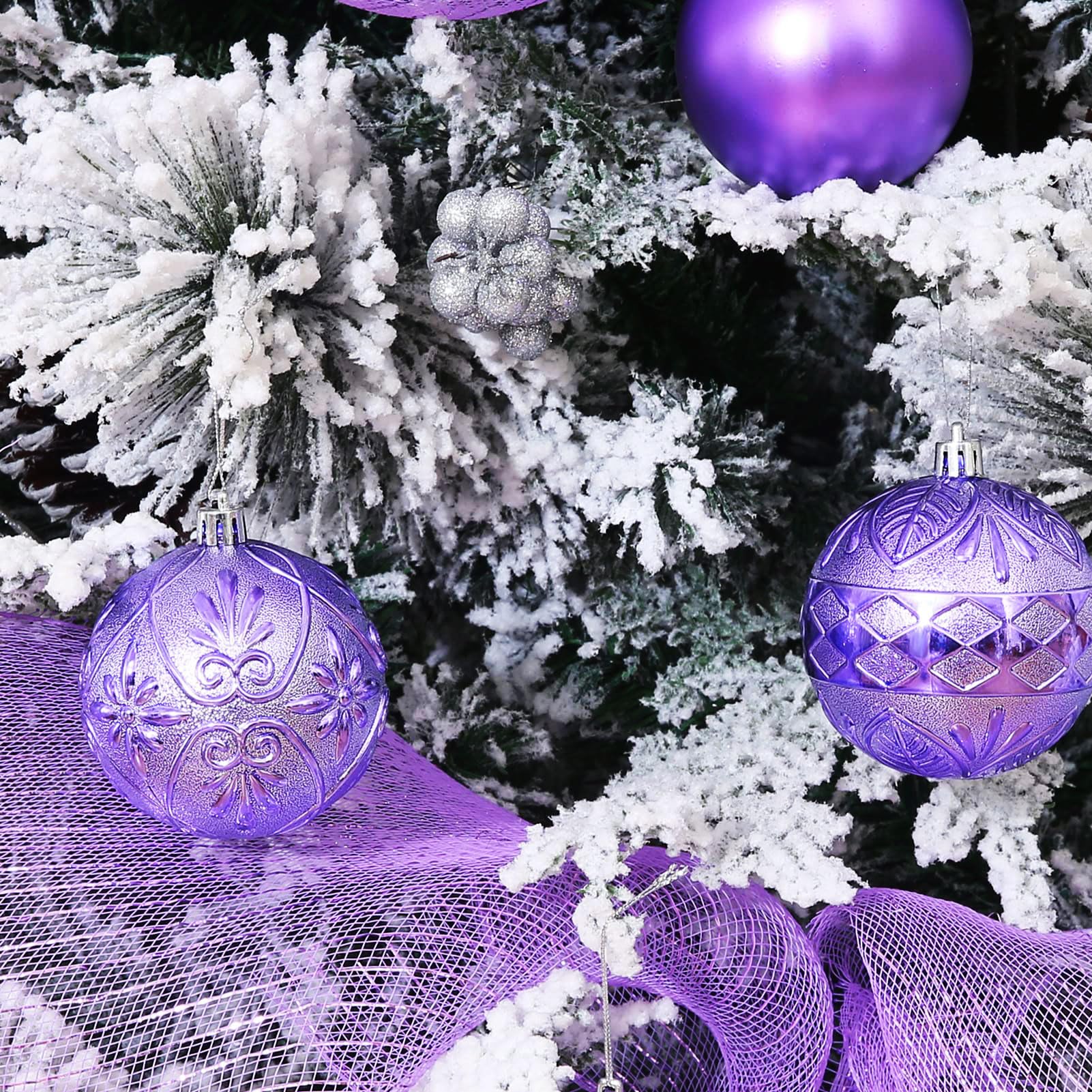 Purple And Silver Christmas Ornaments Purple, Silver, And Gold Globes