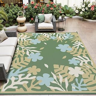MontVoo Outdoor Rug Carpet Waterproof-Patio Rug Mat 5x8 Reversible Portable RV Camping Picnic Beach Mat Plastic Straw Rugs Outside Outdoor Area Rugs for Patio Deck Pool Deck Balcony Backyard