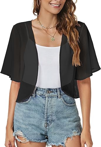 2024 New Shrug Chiffon Cardigans Open Front Short Sleeve for Women Online in Pakistan