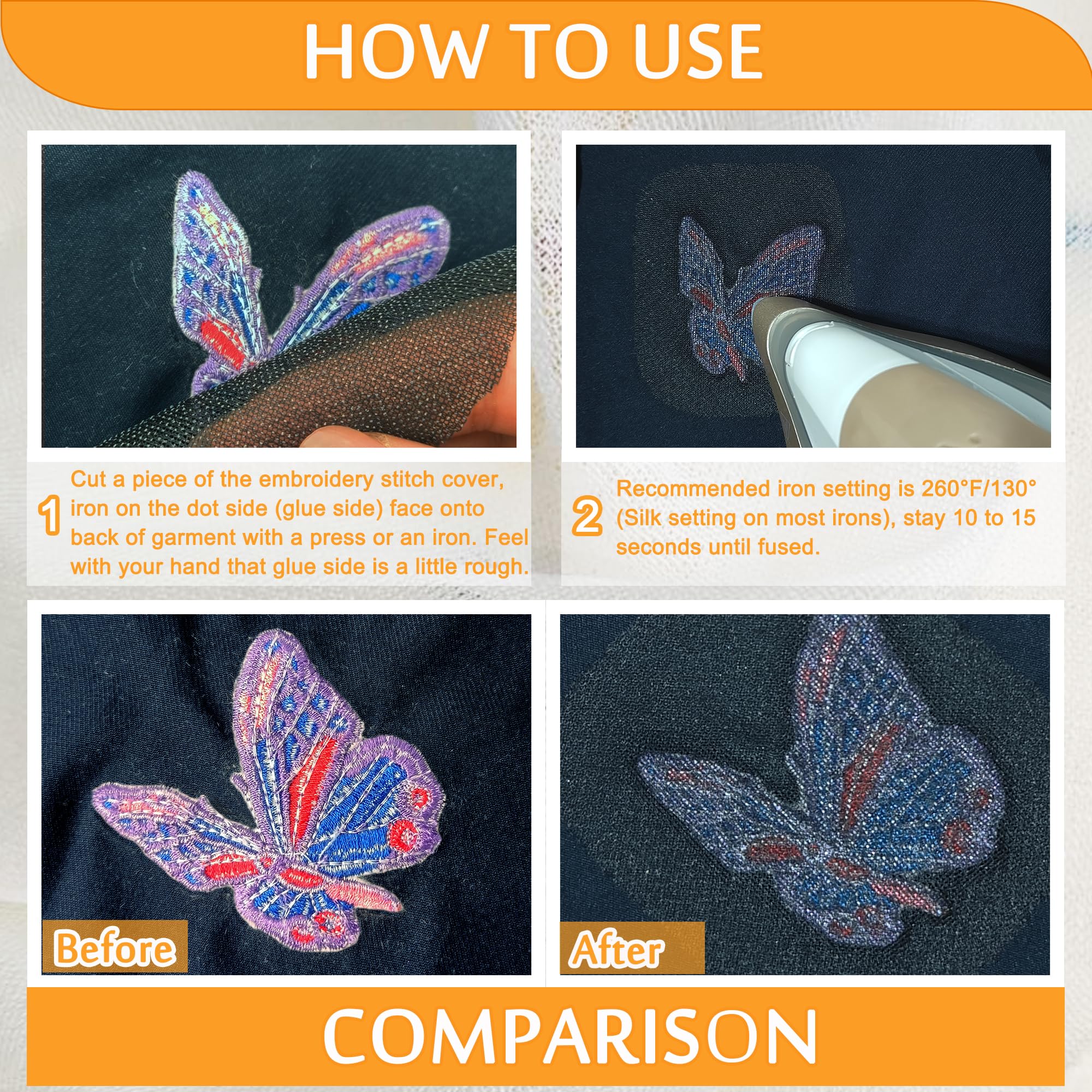 Stabilizzatore Termoadesivo Per Ricamo - Copertura Morbida Per Il Retro Dei Ricami (30,5cm X 9,1m, Bianco) - Foto 10