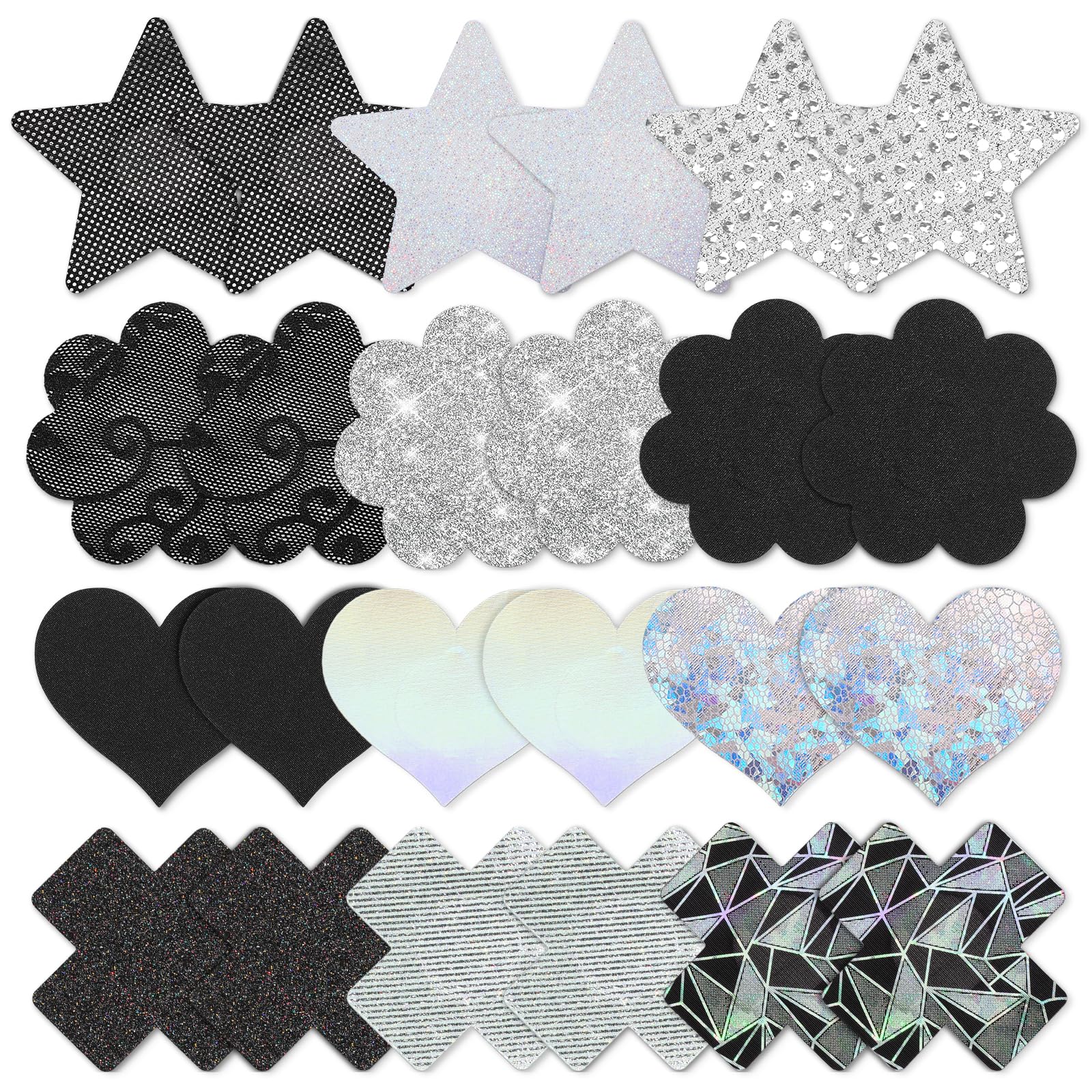 Nipple Stickers for Women, 12 Pairs Pasty Nipple Covers, Black Nipple Covers(12 Pairs), Show Your Beauty Party Ball, Small Nipple Covers