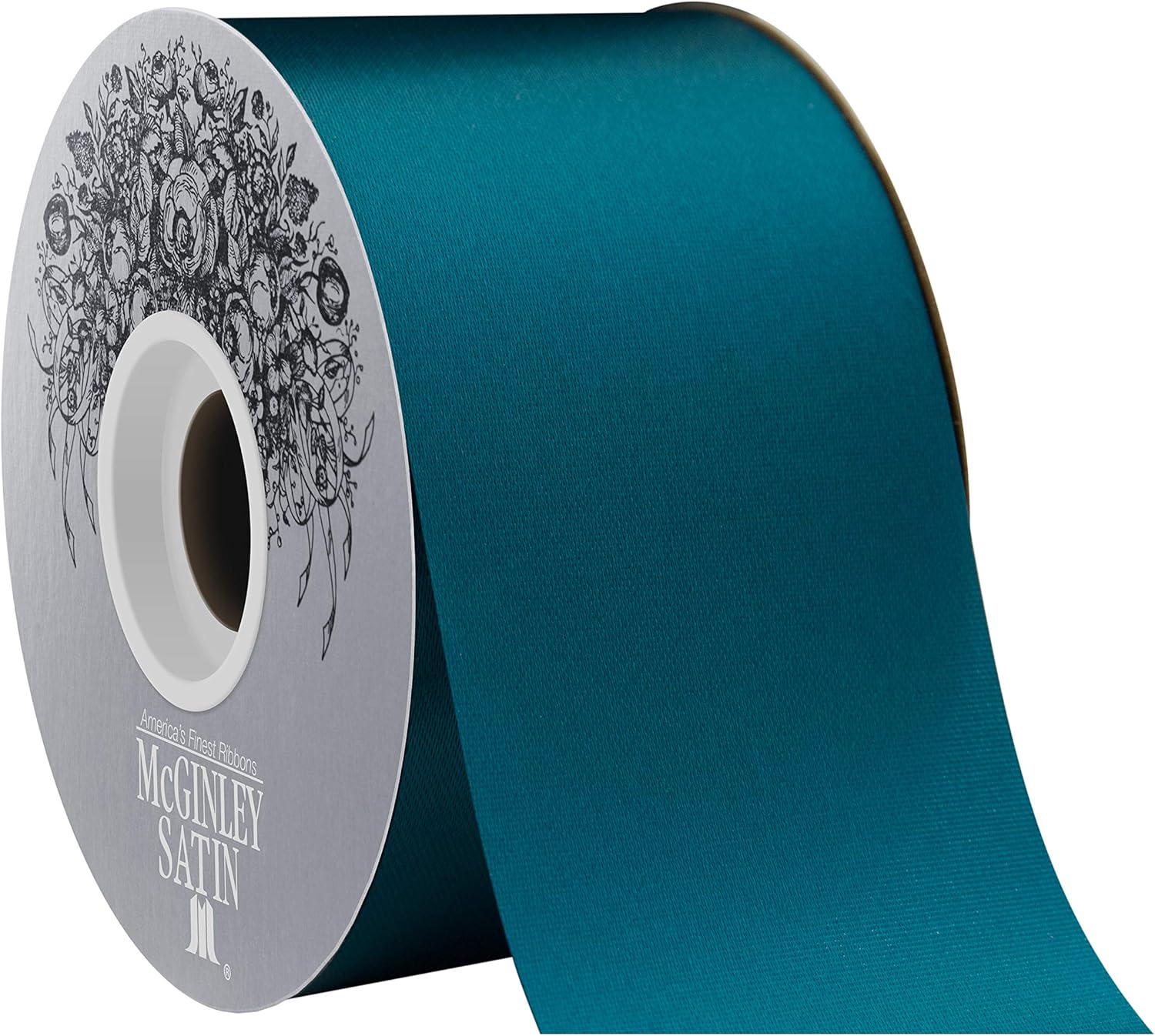 McGinley Mills 2.5" W Acetate Satin Ribbon, Teal Blue, 50